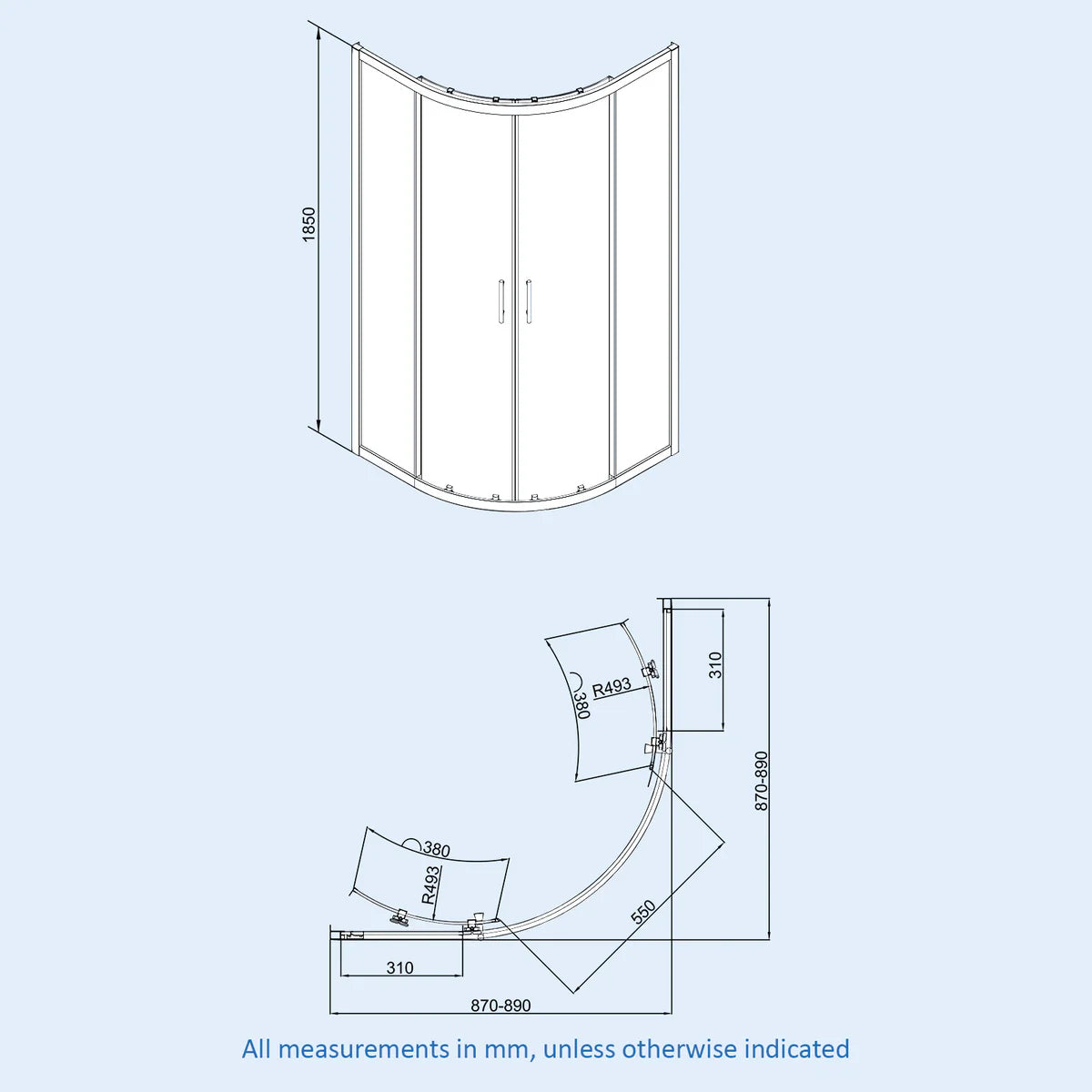 Matte Grey 400mm Vanity 900mm Shower Enclosure & Shower Tray Toilet Set