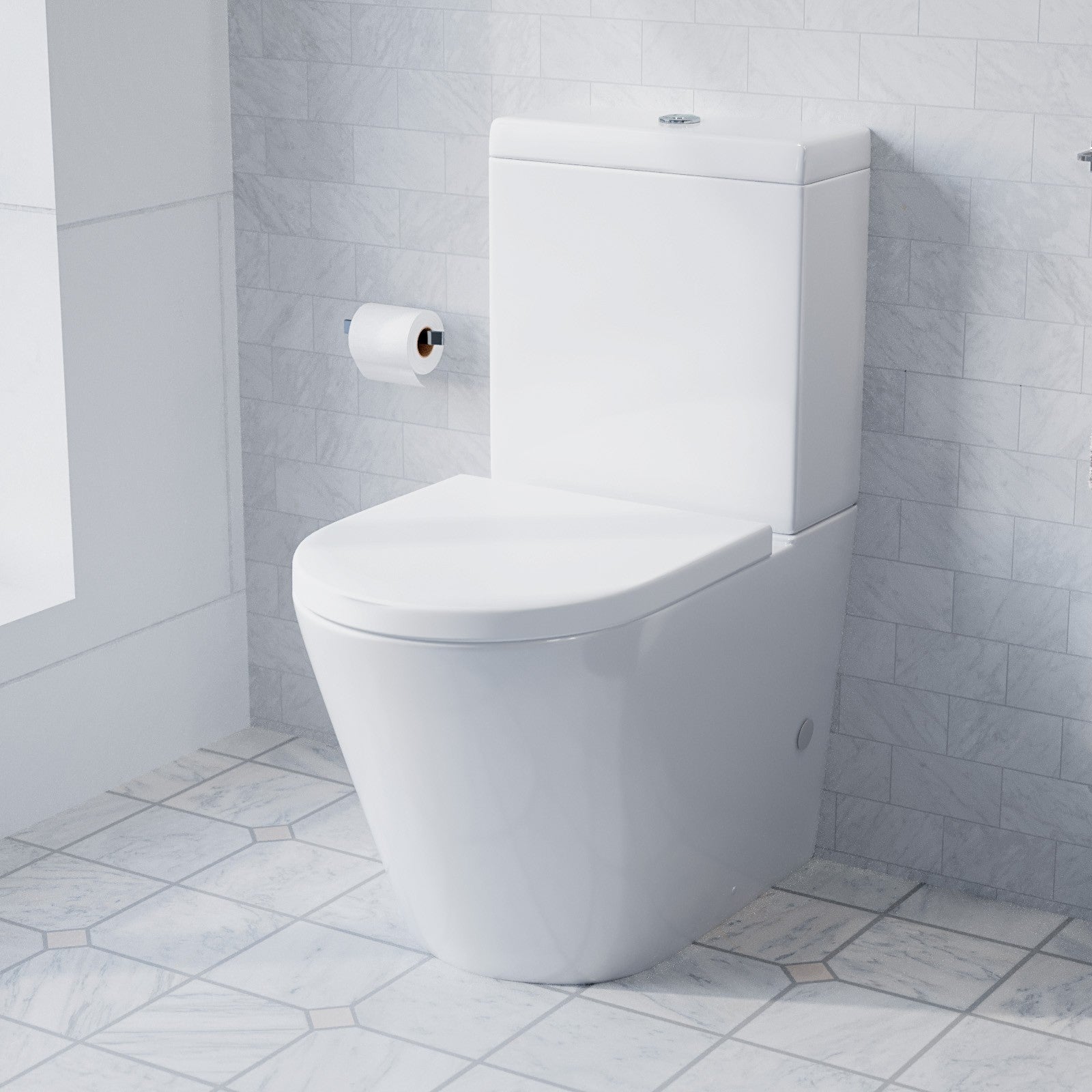 600mm Floor Standing Vanity With Ceramic Basin & Close Coupled Toilet, 900mm Quadrant Screen