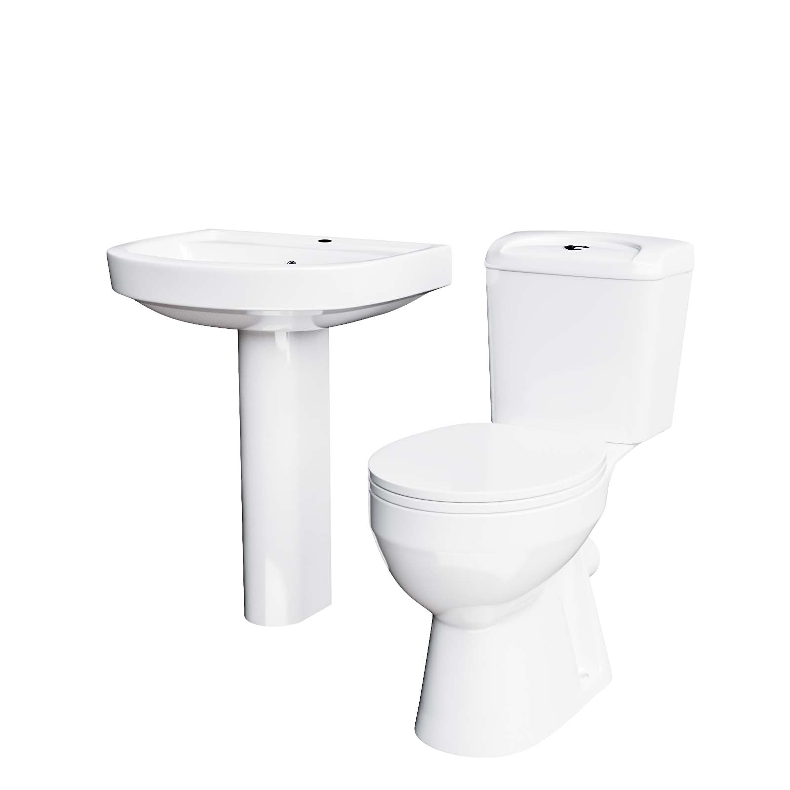 3-Piece 570 mm Basin Full Pedestal and Toilet with 800 Quadrant Shower