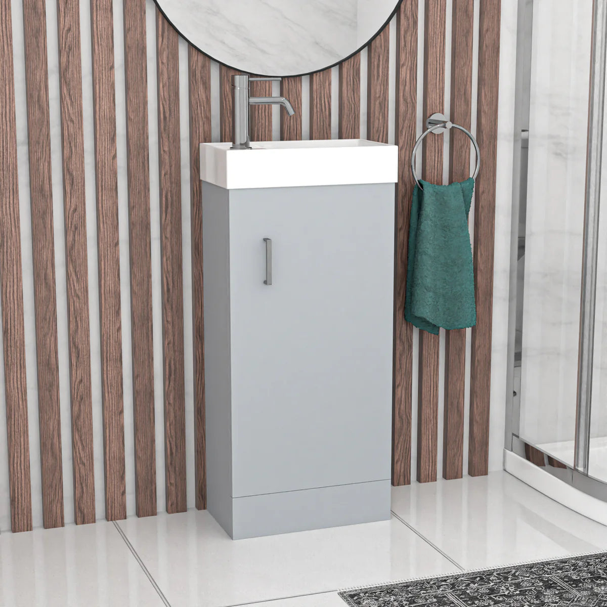 Matte Grey 400mm Vanity 900mm Shower Enclosure & Shower Tray Toilet Set