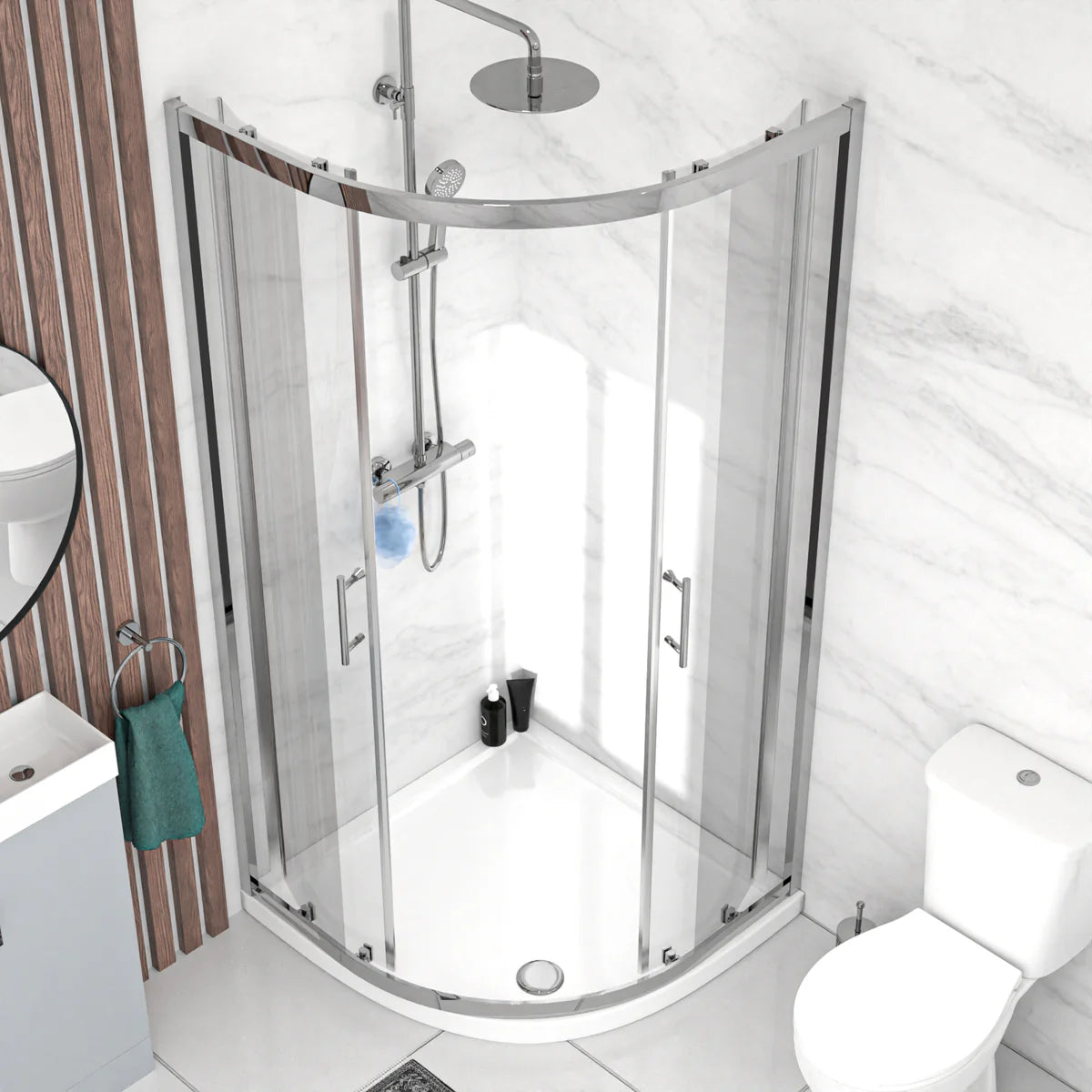 Matte Grey 400mm Vanity 900mm Shower Enclosure & Shower Tray Toilet Set