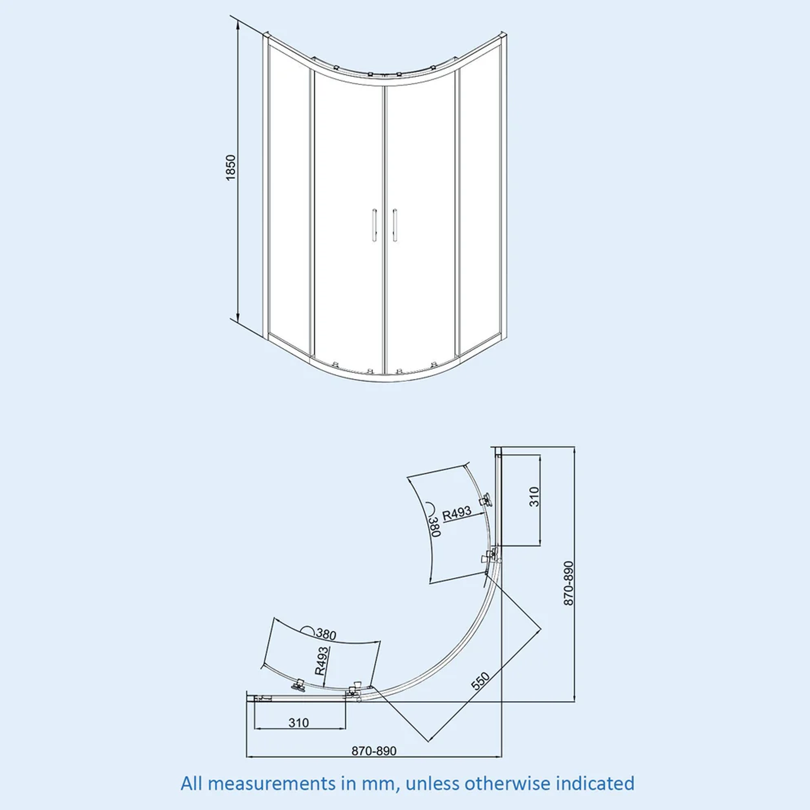 Graham Bathroom Suite - White Close Coupled Toilet, 550mm Pedestal Basin & 900mm Quadrant Enclosure (Tray Included)