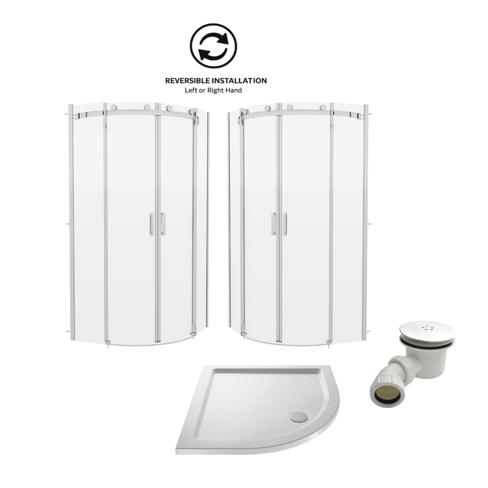 Hardwick Frameless Quadrant Sliding Enclosure #Tray Options_Low Profile Quadrant Tray