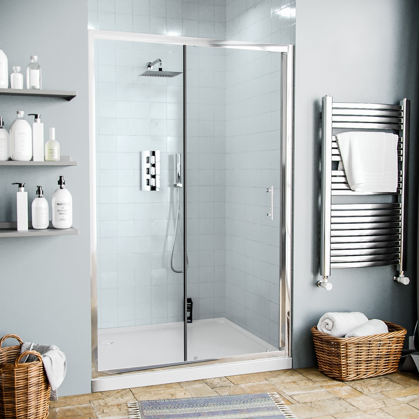 Saturn Glass Shower Sliding Door Panel Width 1000, 1100, 1200, 1300, 1500, 1600mm
