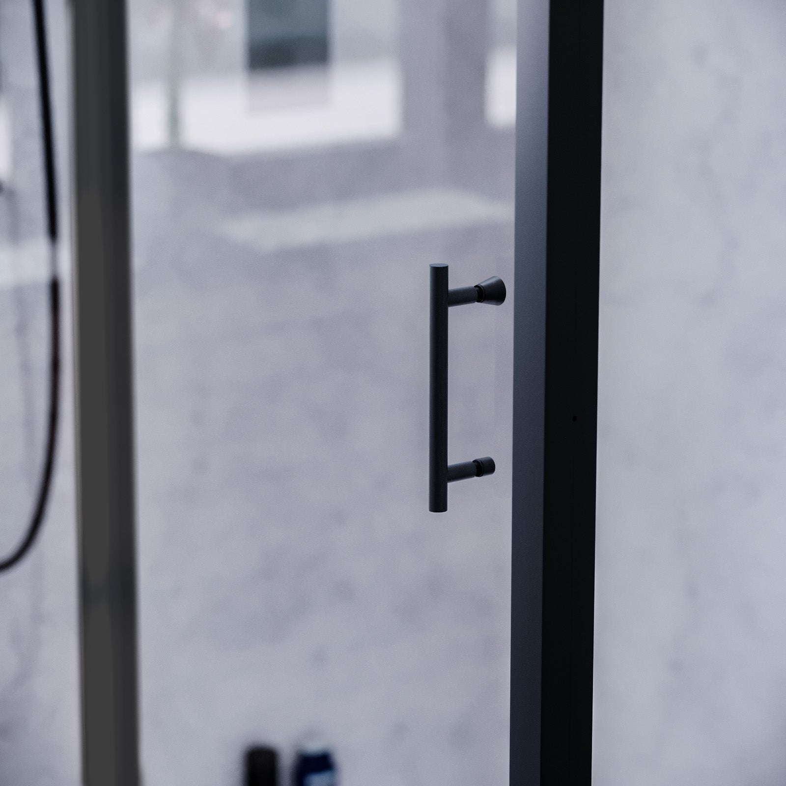 Magna Matte Black Framed Shower Enclosure Sliding Door, Frameless Glass Side Panel Screen & Tray