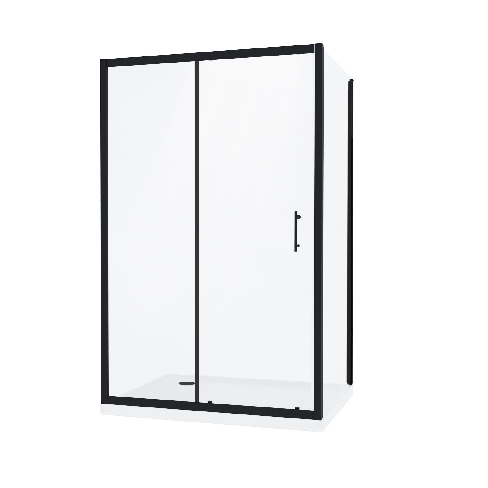 Magna 1000 x 1000mm Shower Enclosure Sliding Door, Panel & Tray Black