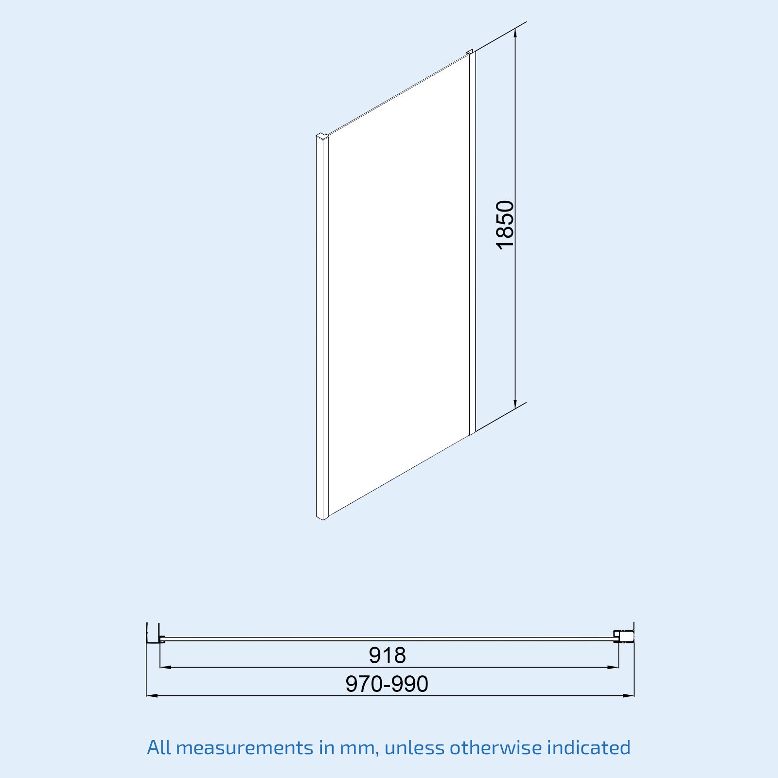 Manga 1200 x 1000mm Shower Enclosure Sliding Door, Panel & Tray Chrome