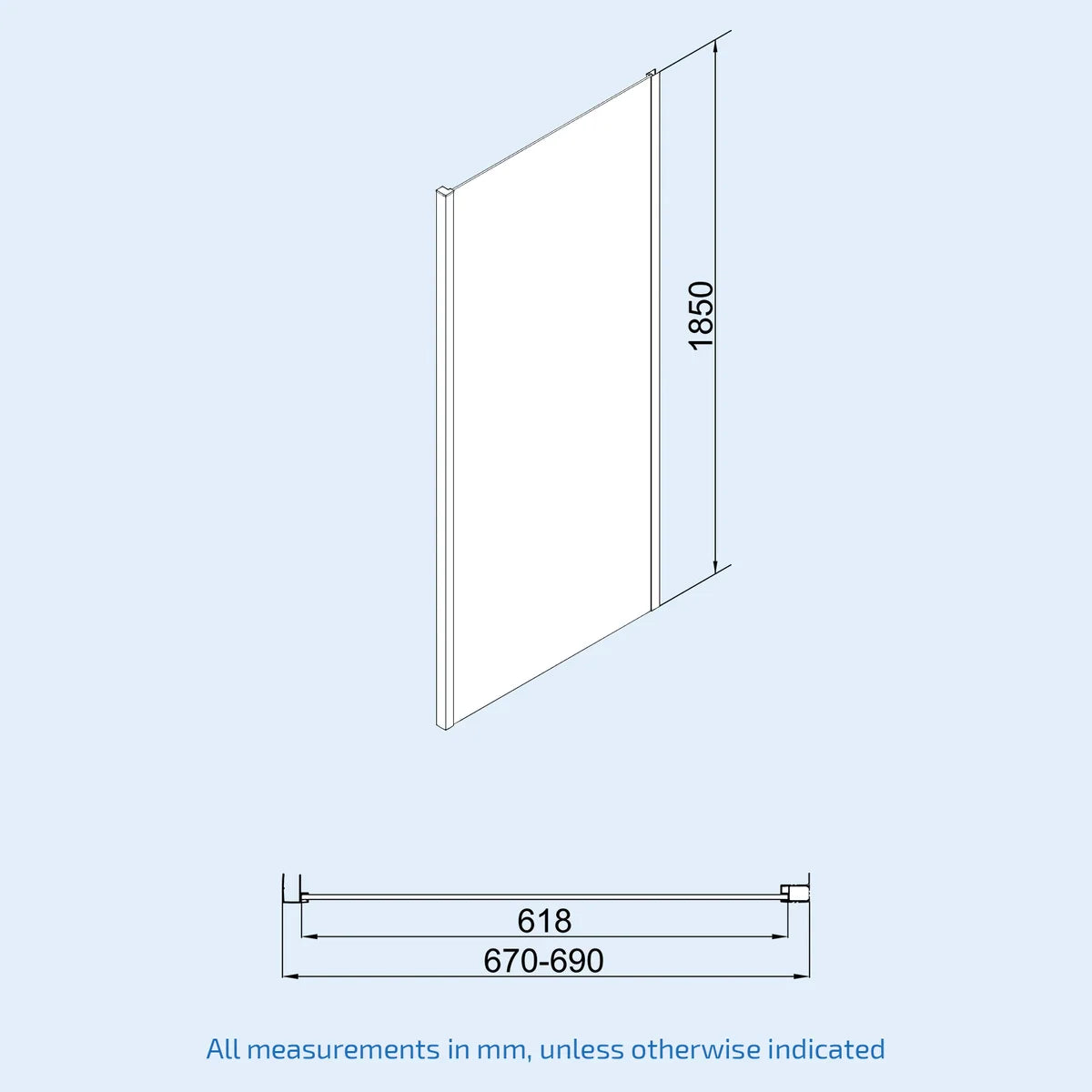 Shower 1300 x 1850mm Slider Door With 700 x 1850mm Side Panel - Brushed Brass
