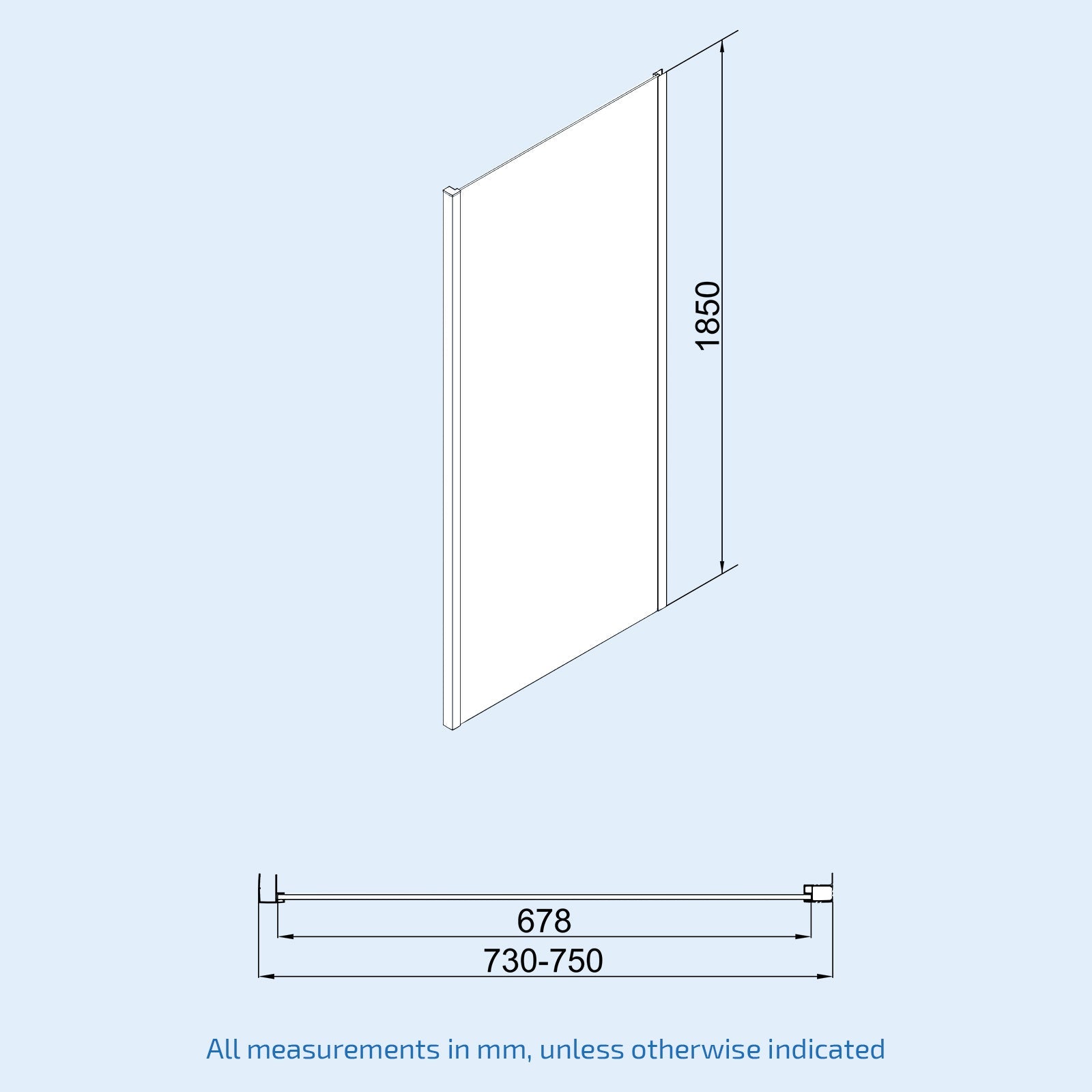 Shower enclosure door image # Options_1000 x 760 mm