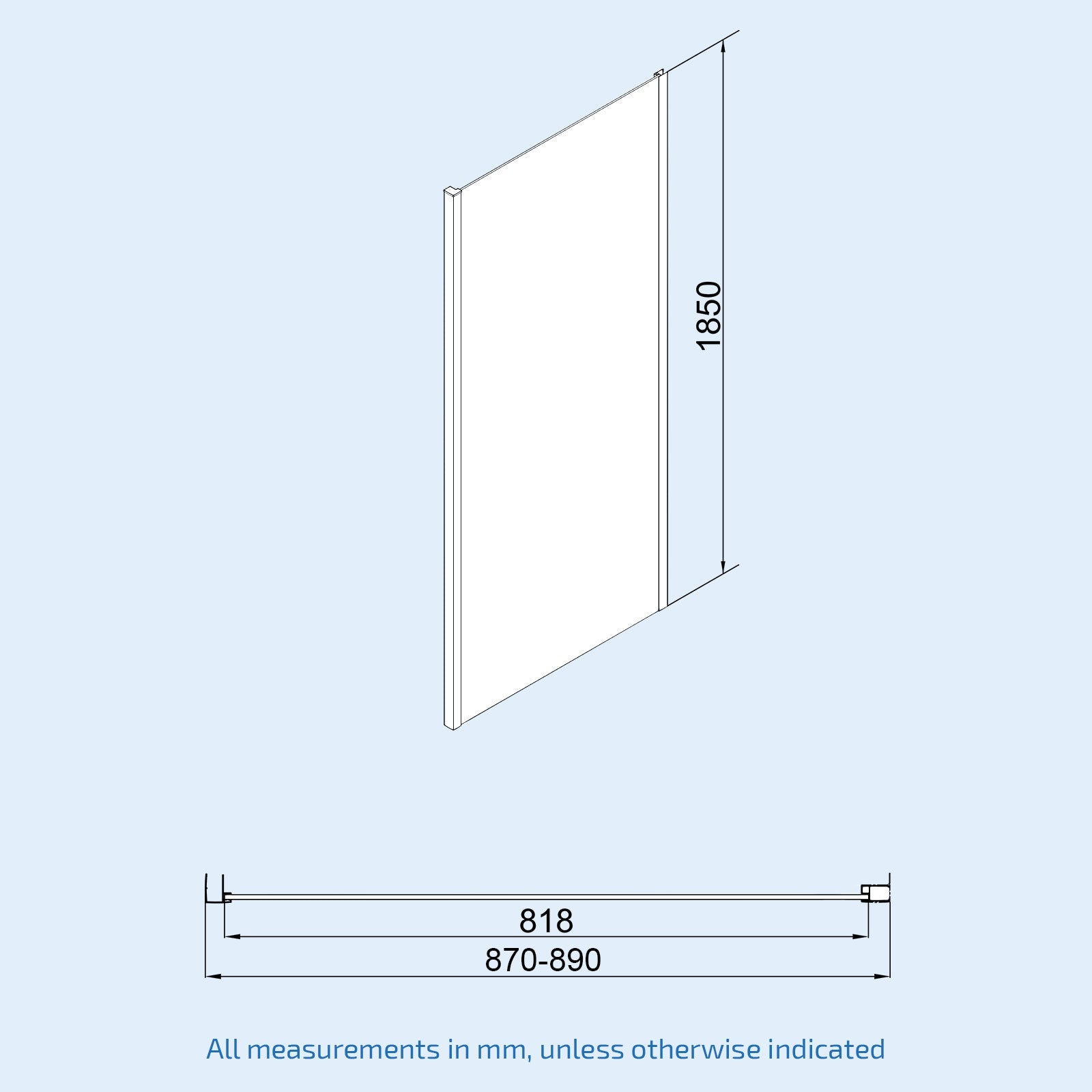 Magna 1700mm Matte Black Sliding Shower Door, 900mm Frameless Glass Screen