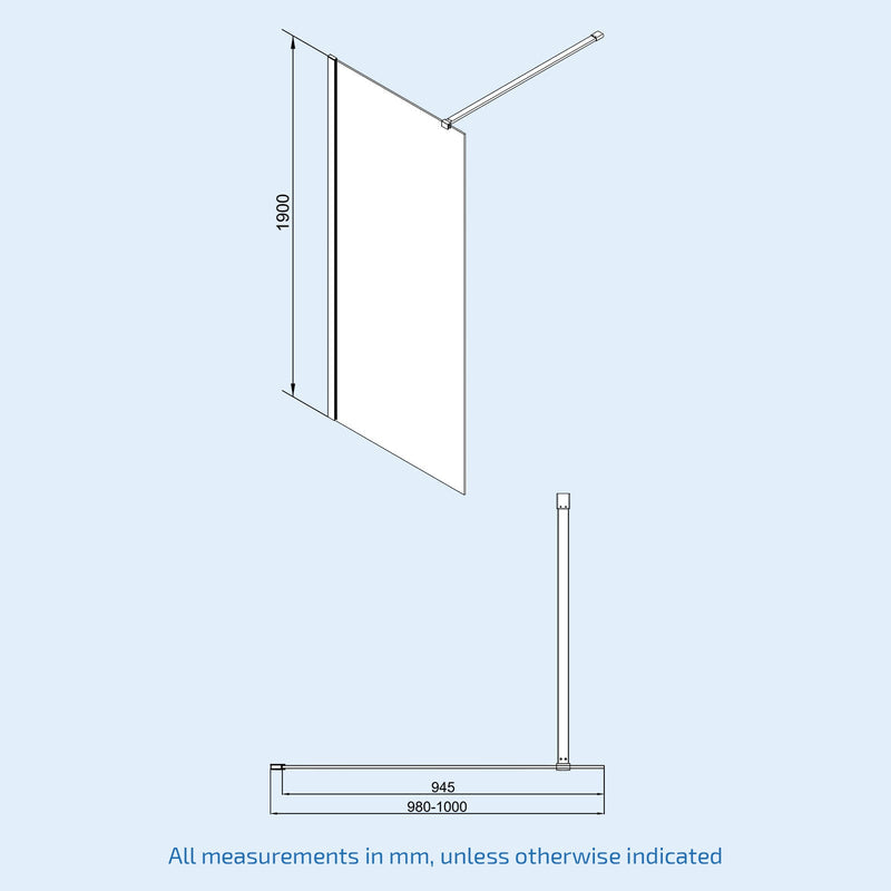 Wet room screen 1000 mm image # Options_1000 mm
