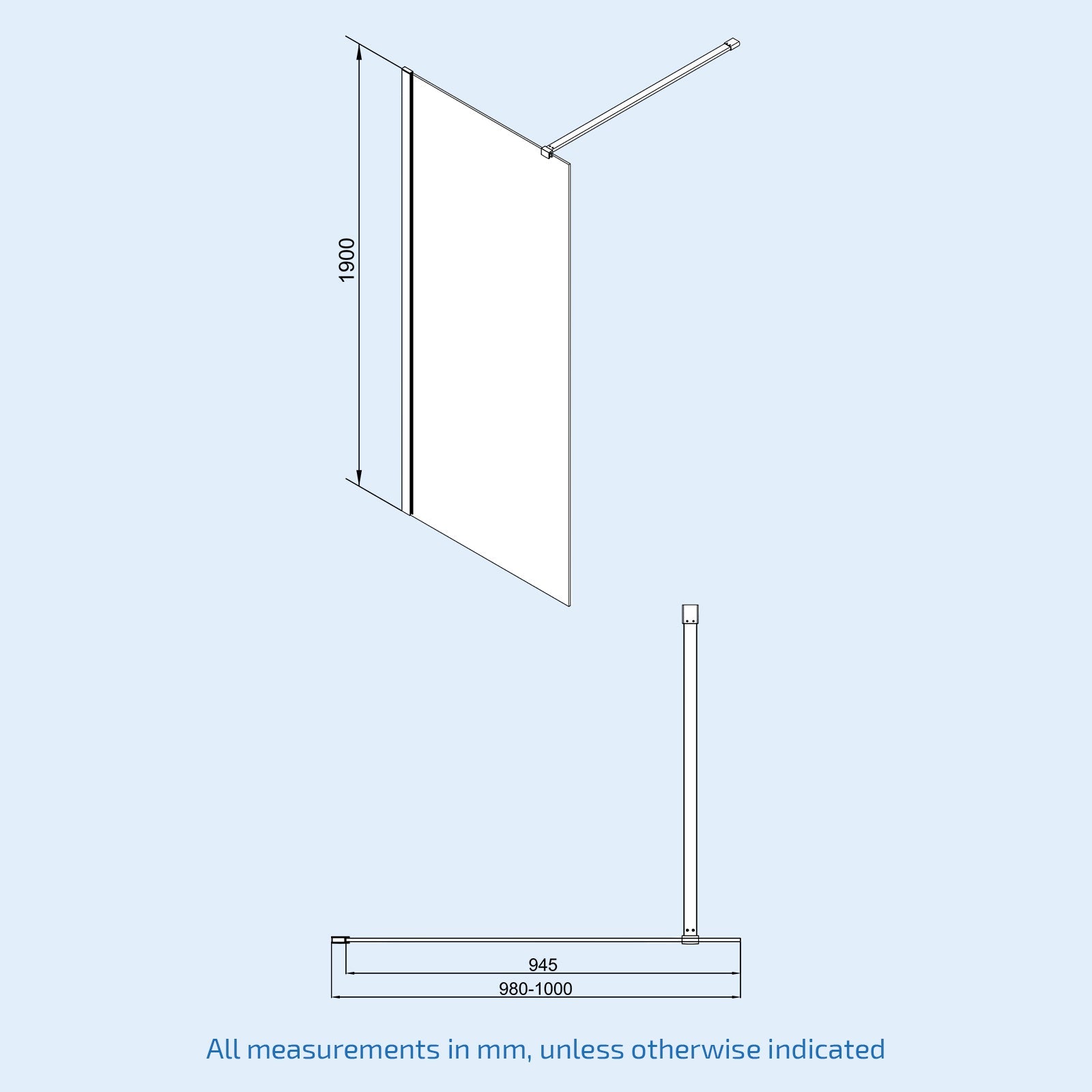 Saturn glass shower sliding door 1000 mm image # Options_1000 mm