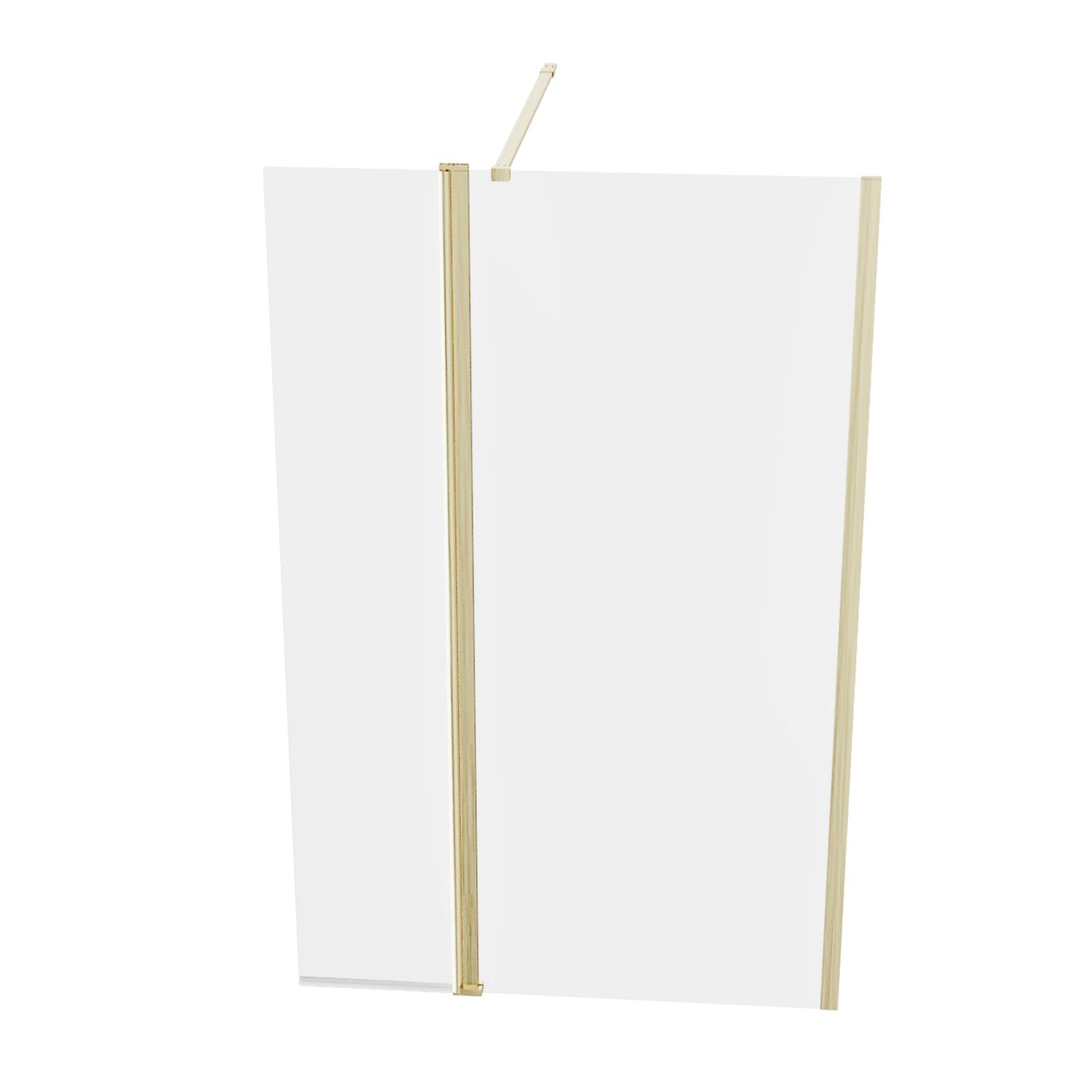 Brushed Brass 700mm Wet Room Shower Screen 8mm Tempered Glass With 300mm Flipper Panel