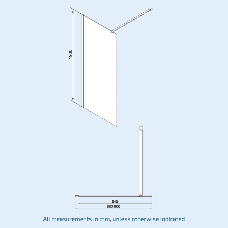 Wet room screen 900 mm image #  Options_900 mm