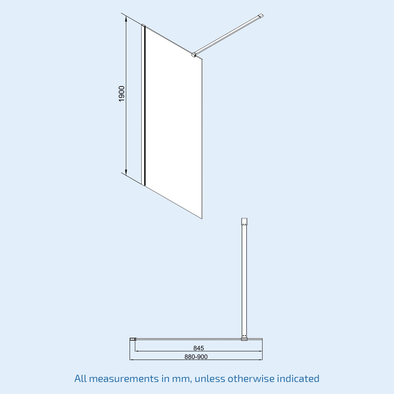 Saturn glass shower sliding door 900 mm image # Options_900 mm