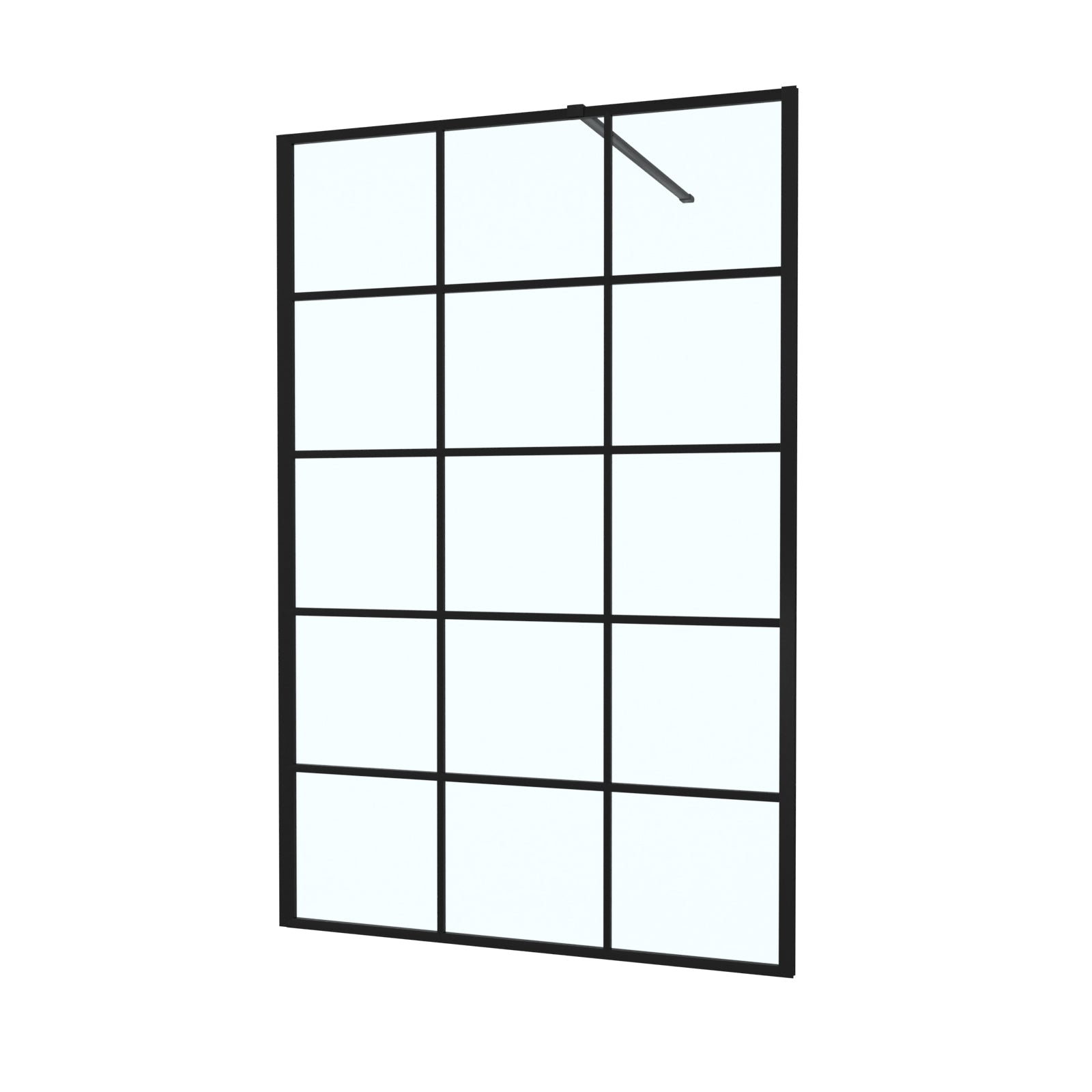 Black grid 8mm framed walk-in shower enclosure with support bar 1200 mm image # Options_1200 mm