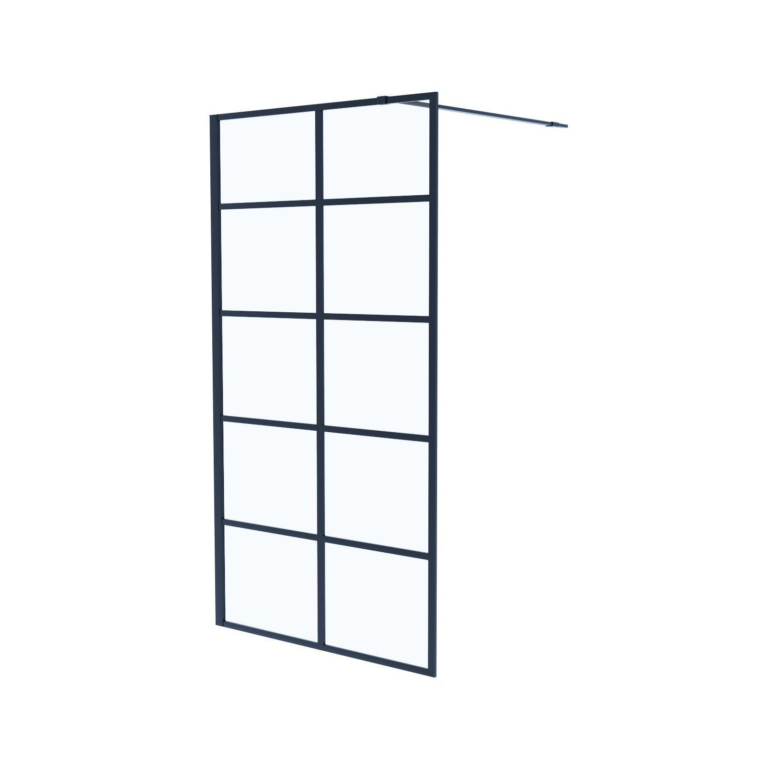 Black grid 8mm framed walk-in shower enclosure with support bar 700 mm image # Options_700 mm