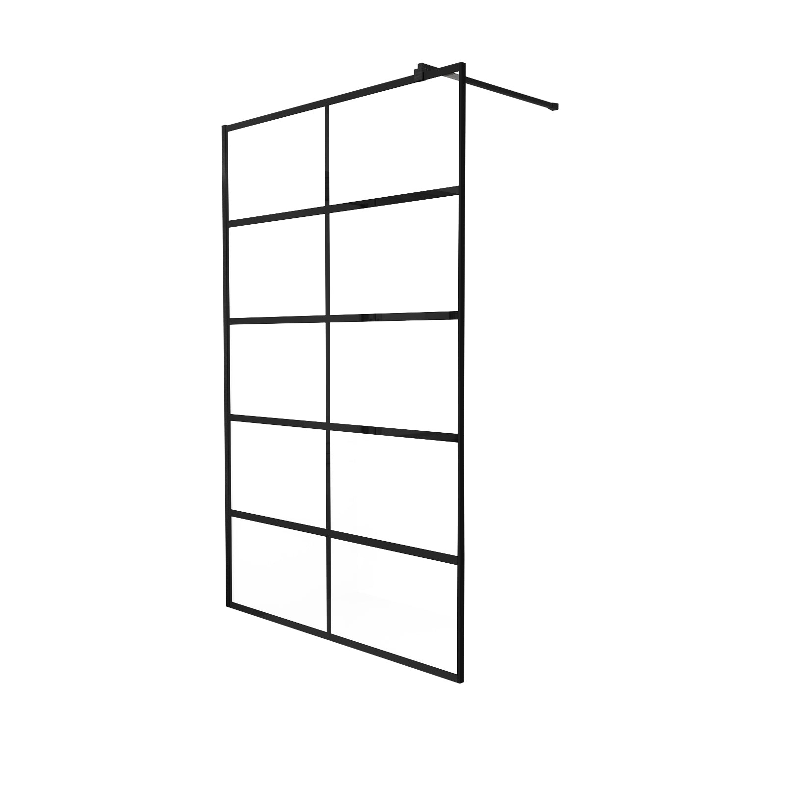 Stanley 800mm Black Grid Framed Walk-In Shower Enclosure with Support Bar