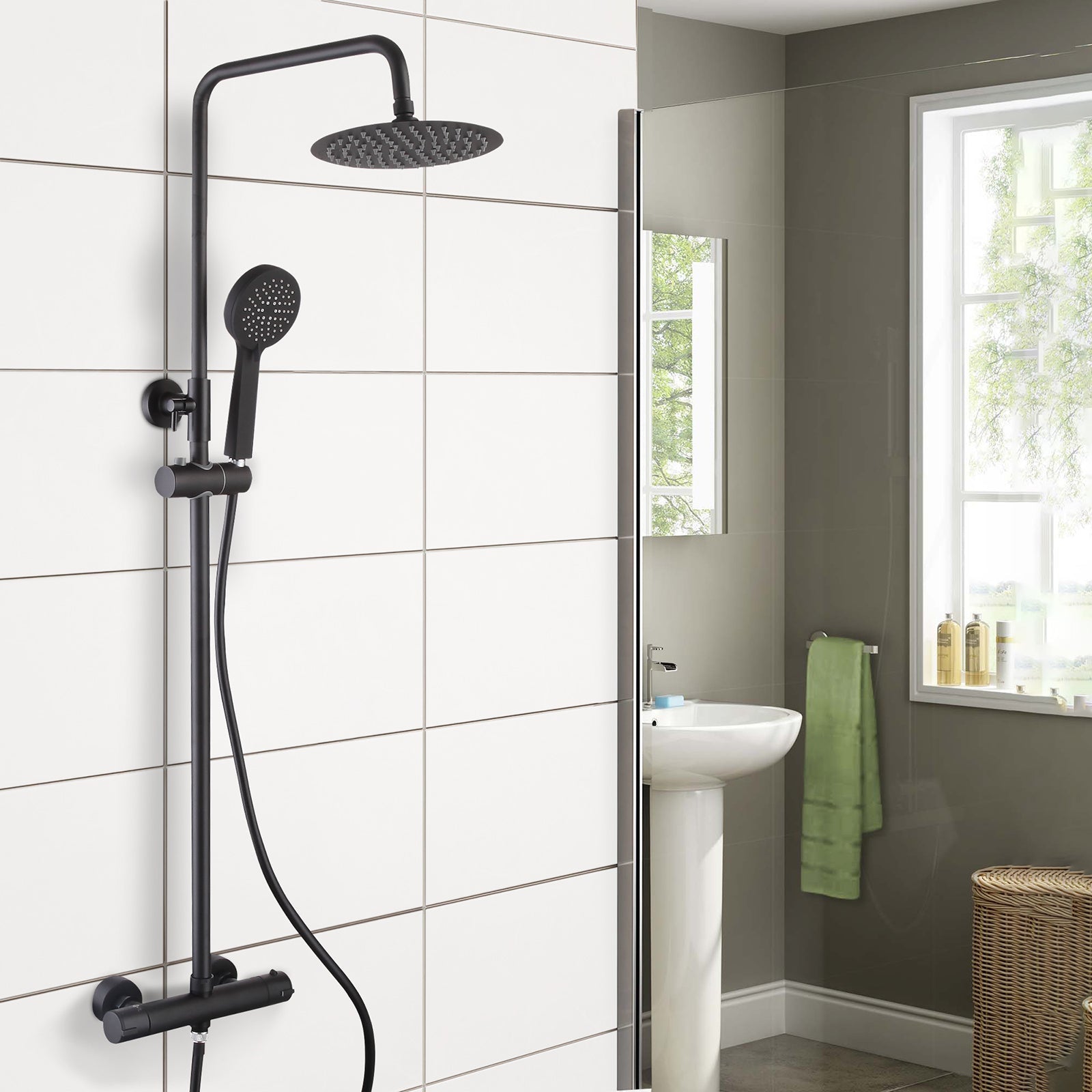 Regent Round Black Exposed Thermostatic Shower Mixer