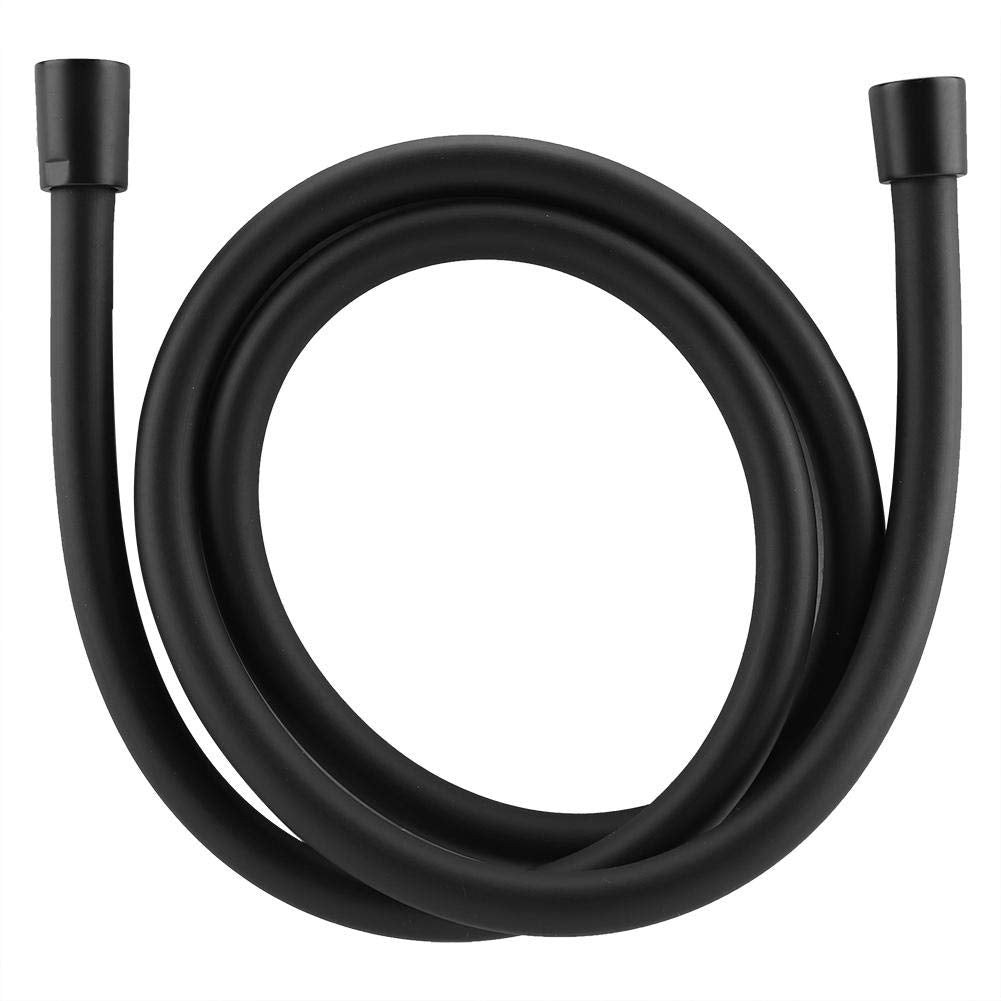 1.5m Smooth Matt Black PVC Flexible Shower Hose Replacement With Brass Connectors