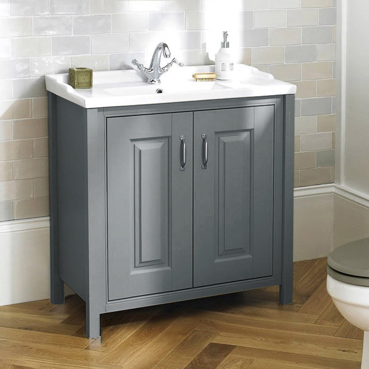 Chiltern 800mm Grey Bathroom Basin Vanity Cabinet Unit