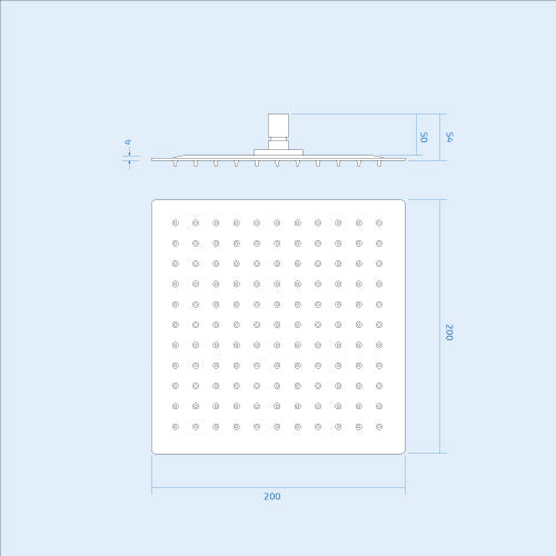 Rose 2 Way Concealed Thermostatic Shower Mixer Valve 200 Slim Overhead - Chrome