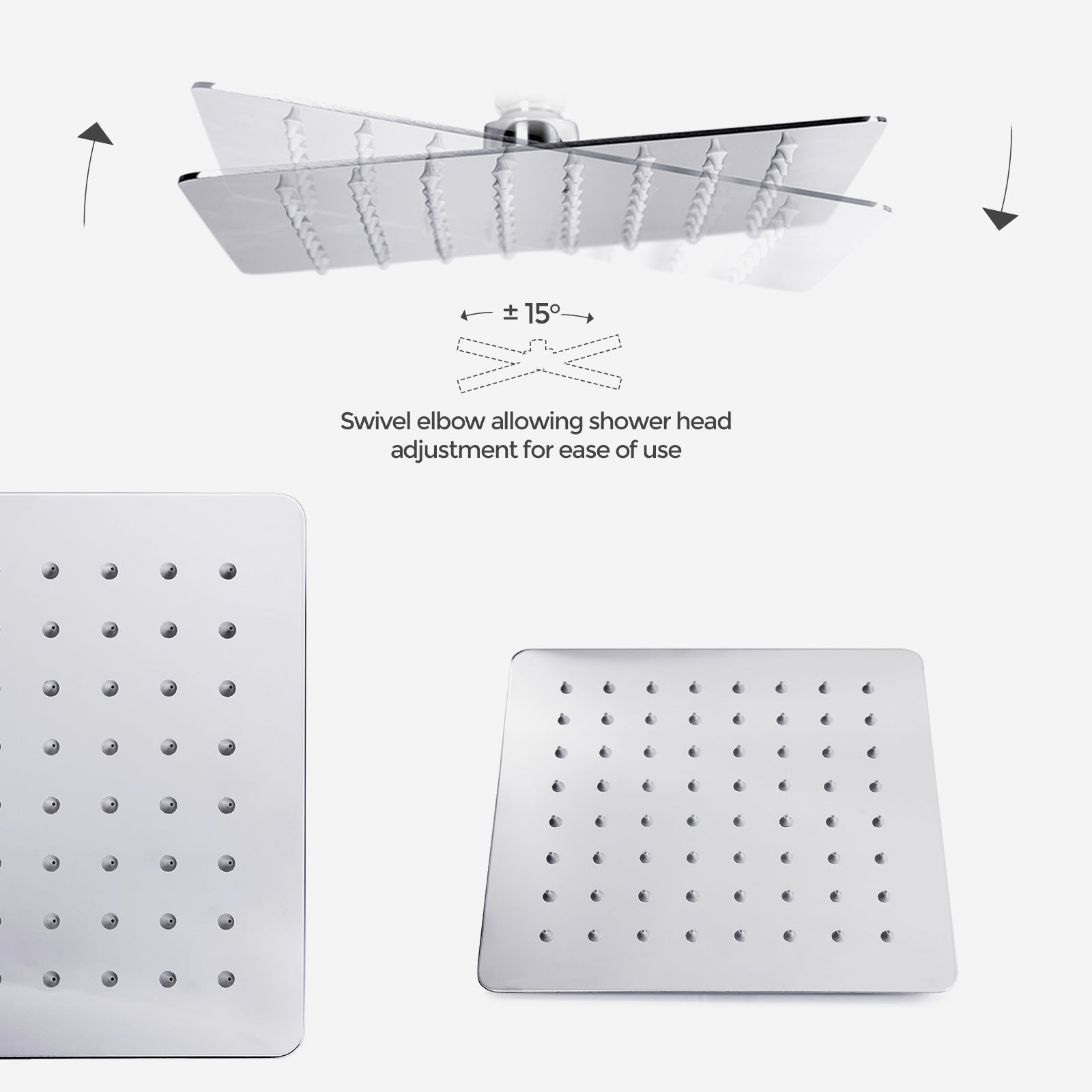 Lotus Square Rain Shower Head with Concealed Thermostatic Mixer Tap