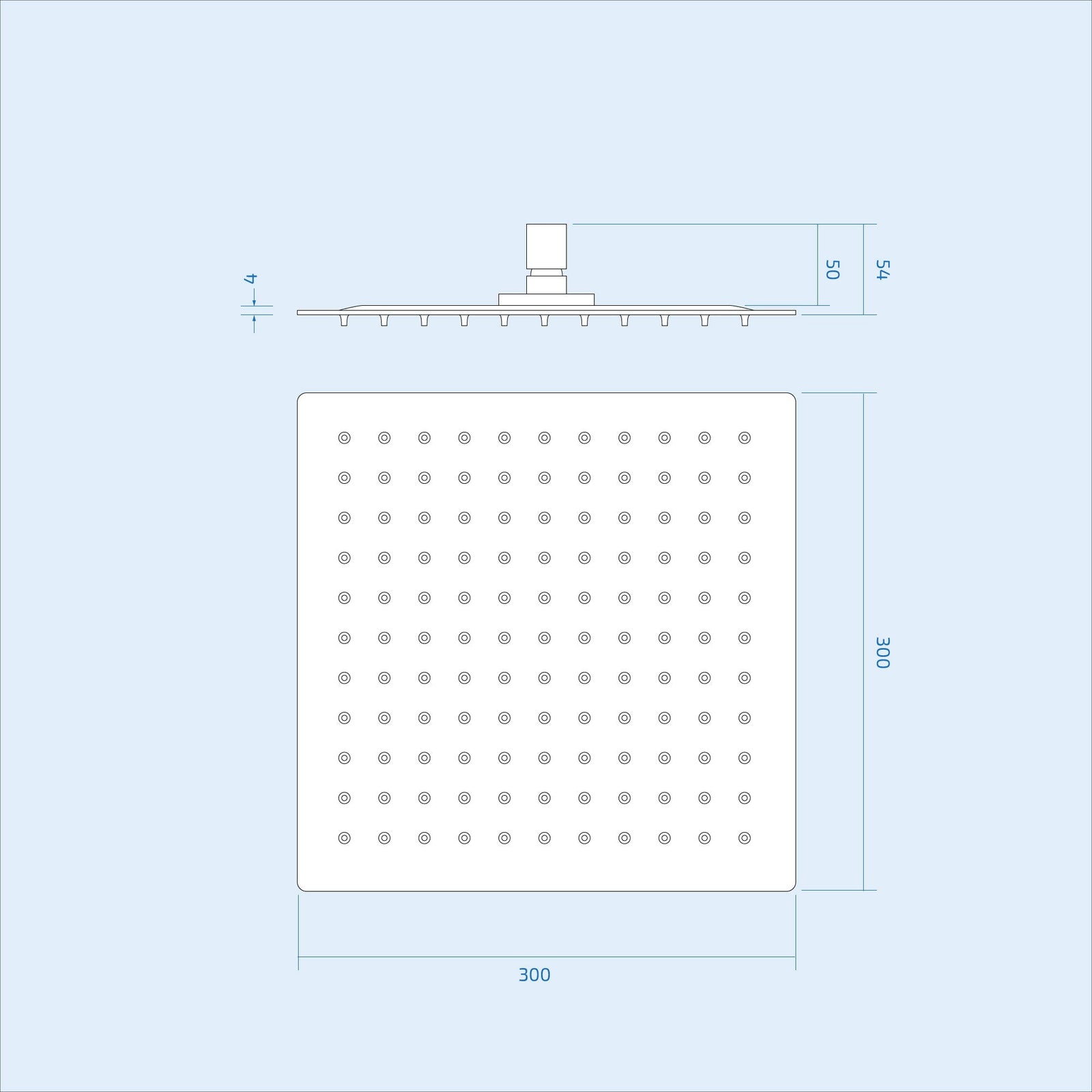 Square 2 Dial 1 Way Concealed Thermostatic Shower Mixer Valve Head Set