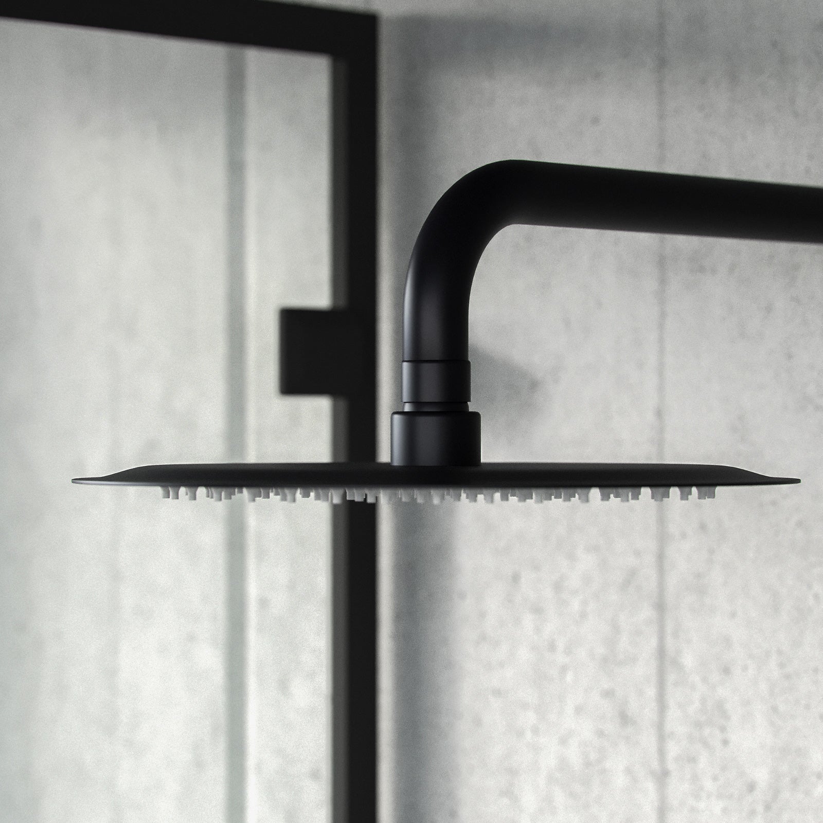 Modern Round Matte Black Bathroom Rainfall Overhead Slim Shower Head
