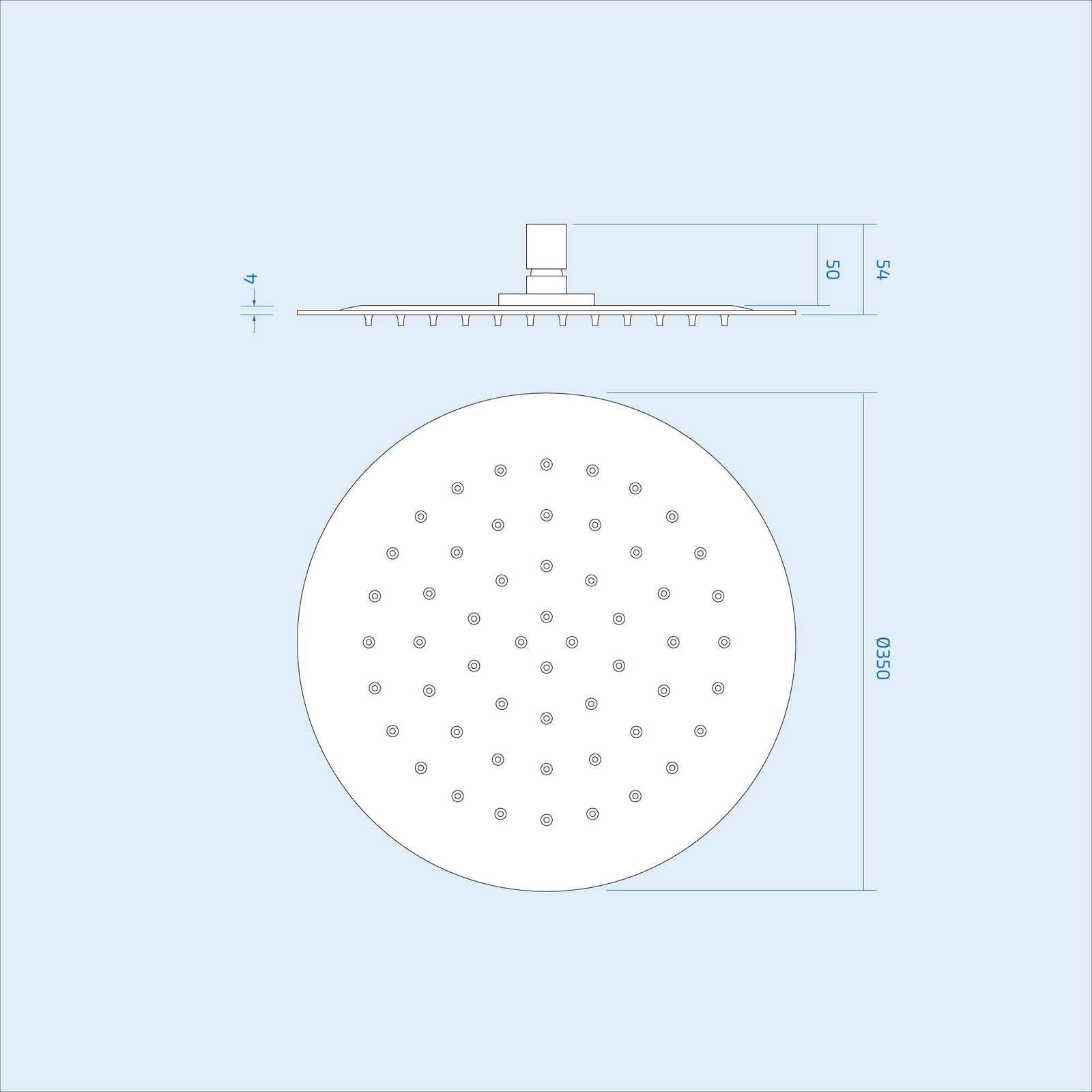 Dunn Large Round 350mm Ultra Thin Polished Chrome Shower Head