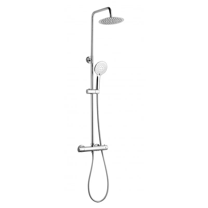 Kartell Plan Chrome Round 2 Way Thermostatic Bar Shower with Ultraslim Overhead Drencher and Sliding Handset - SHO007PL