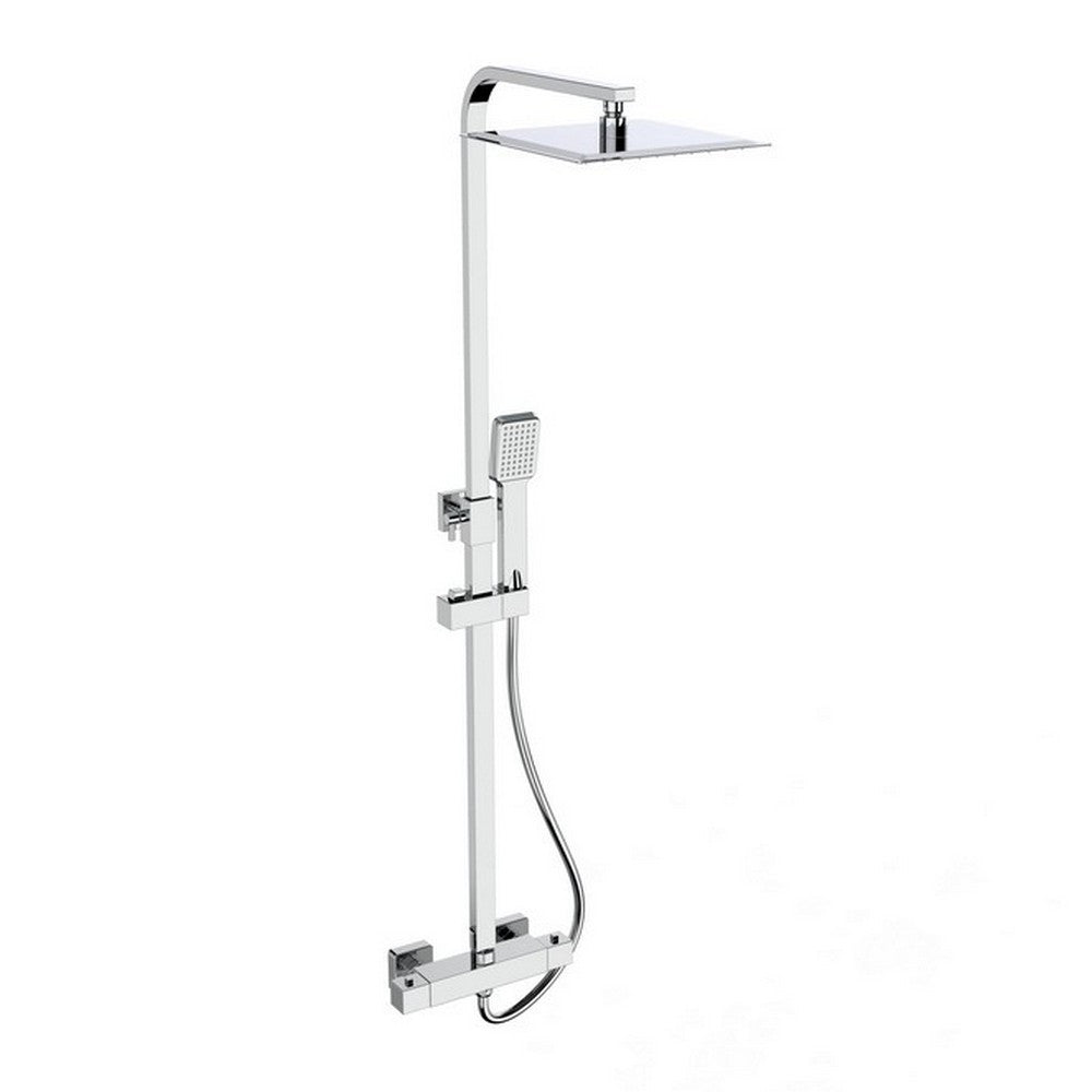 Kartell Pure Chrome Square 2 Way Thermostatic Bar Shower with Overhead Drencher and Sliding Handset - SHO030PR