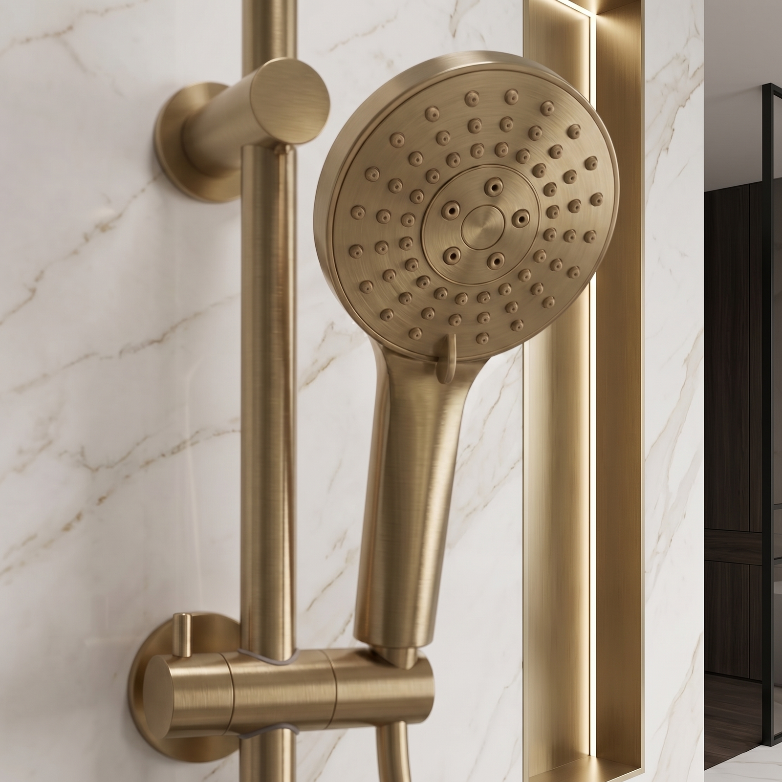 Kartell Puro Brushed Brass Round Slider Rail Kit (Built-In Outlet) - SHO162PO