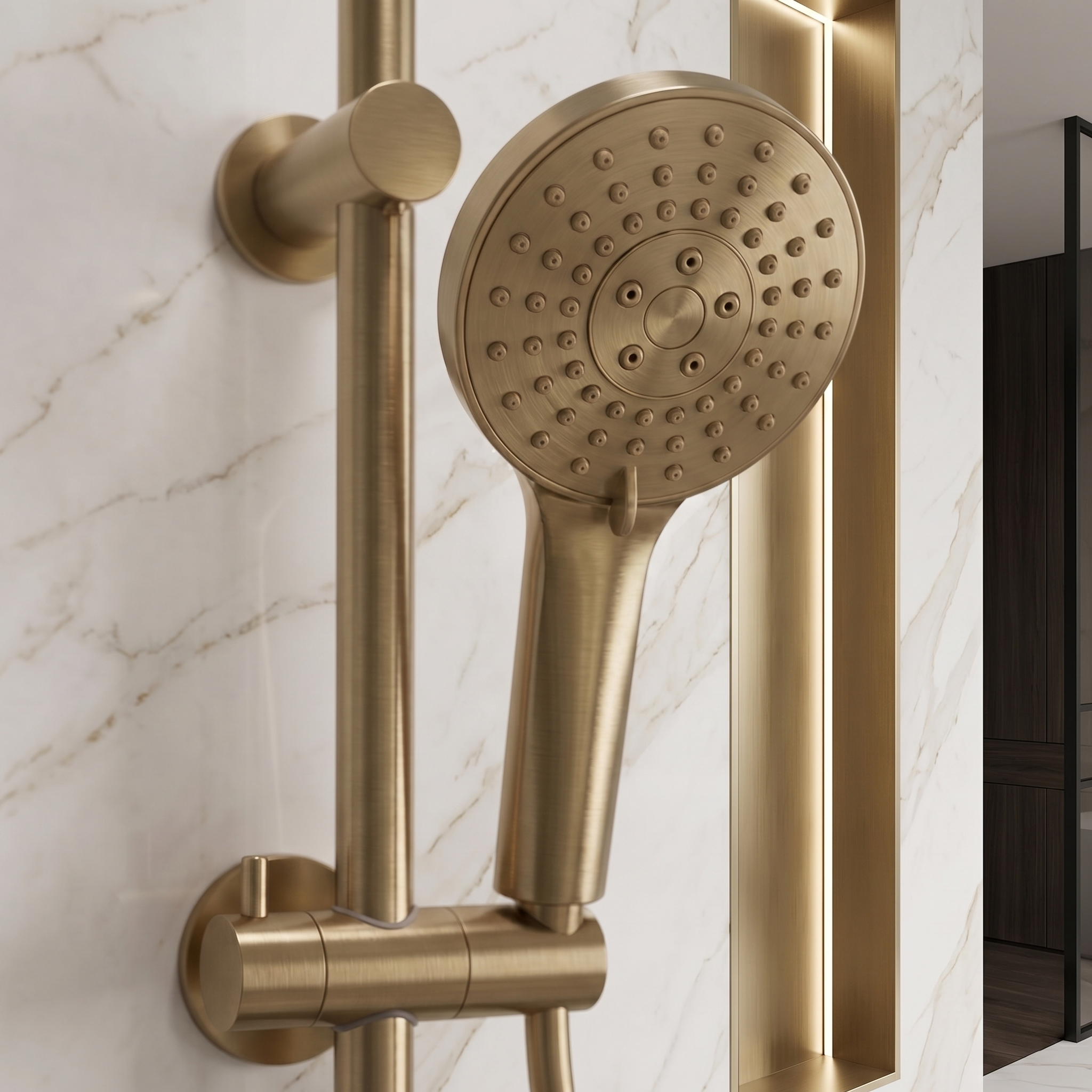Kartell Puro Brushed Brass Round Slider Rail Kit (Built-In Outlet) - SHO162PO