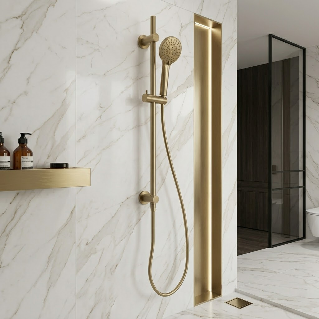 Kartell Puro Brushed Brass Round Slider Rail Kit (Built-In Outlet) - SHO162PO