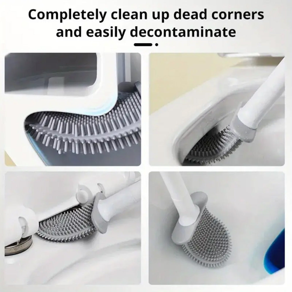 Shelly Silicone Toilet Brushes with Wall Mounted Toilet Brush Holder Black