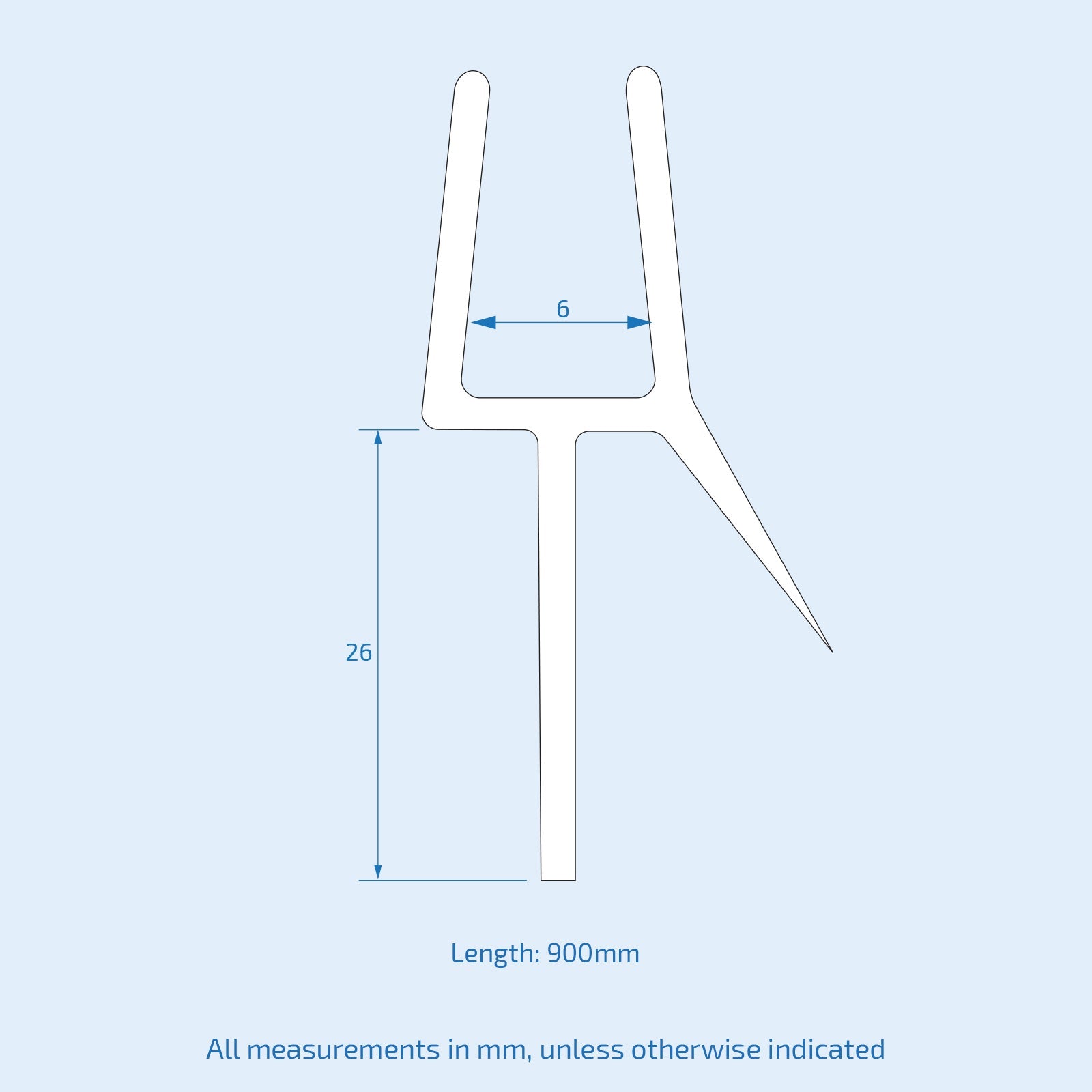 Bath Shower Door Rubber Seal Strip For 6mm Glass Seals Gaps Up To 26mm