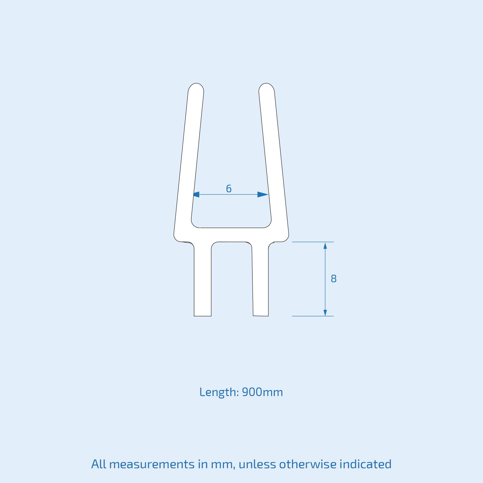 Bath Shower Door Rubber Seal Strip For 6mm Glass Seals Gaps Up To 8mm