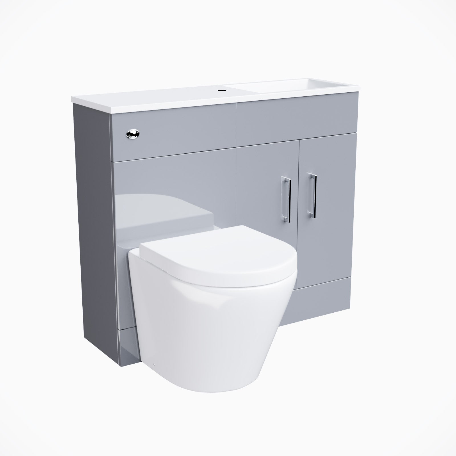 James 1000 Grey Slimline Vanity Basin WC Unit BTW with Rimless Toilet