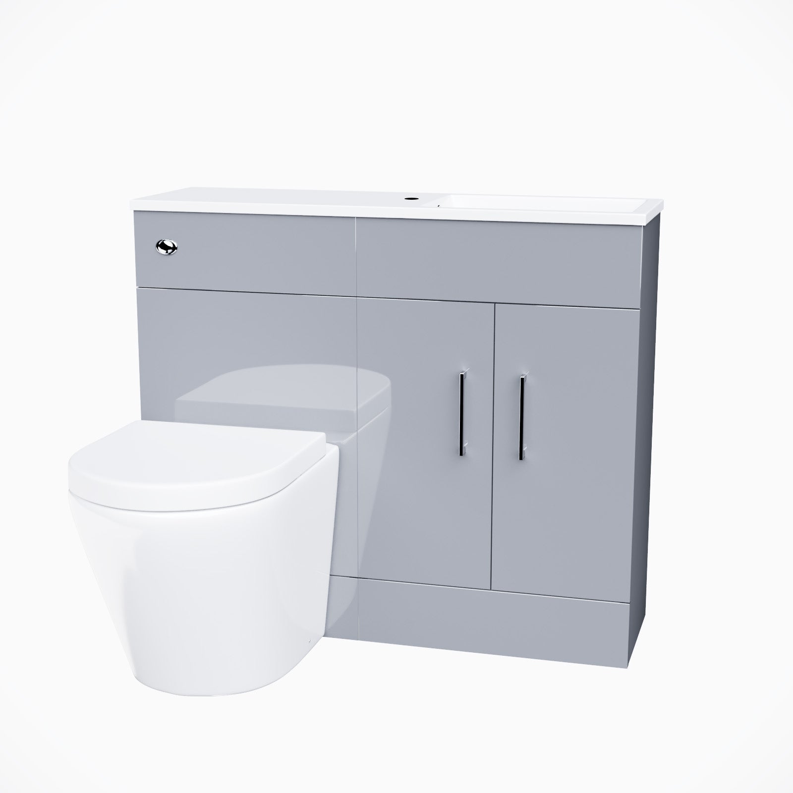 James 1000 Grey Slimline Vanity Basin WC Unit BTW with Rimless Toilet