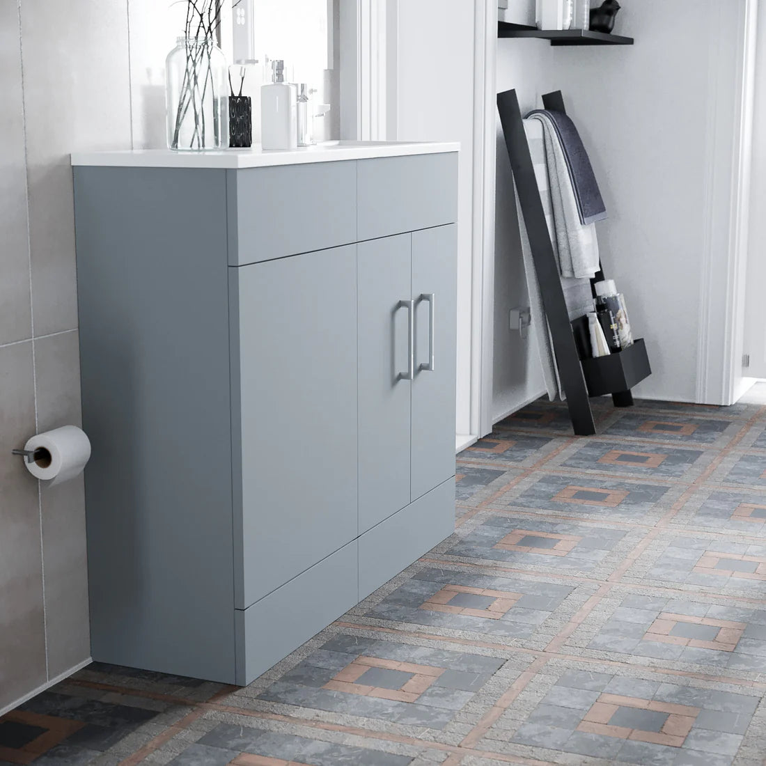 James 1000mm Matte Grey Slimline Freestanding Vanity Basin Unit & WC Unit