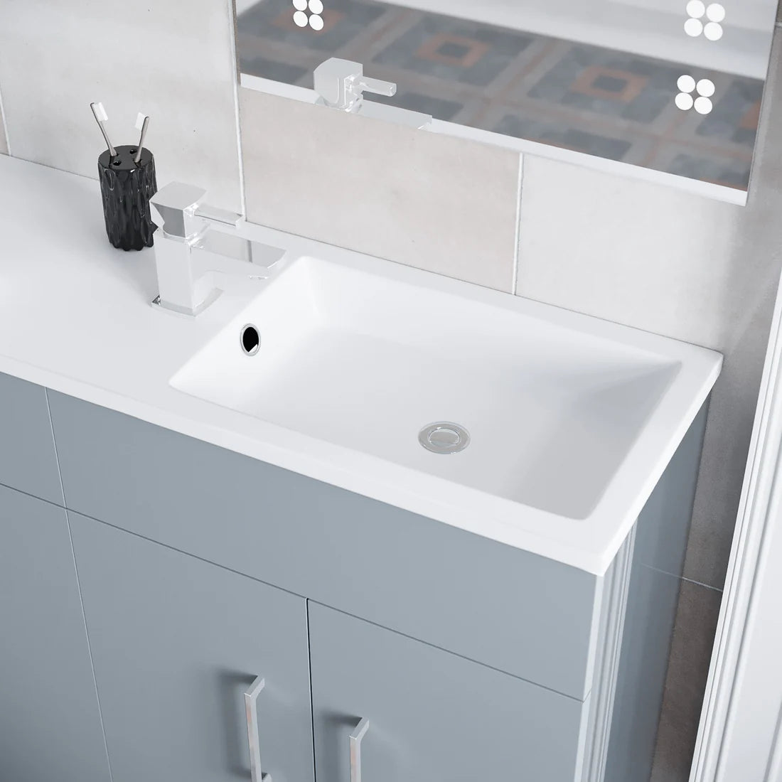 James 1000mm Matte Grey Slimline Freestanding Vanity Basin Unit & WC Unit