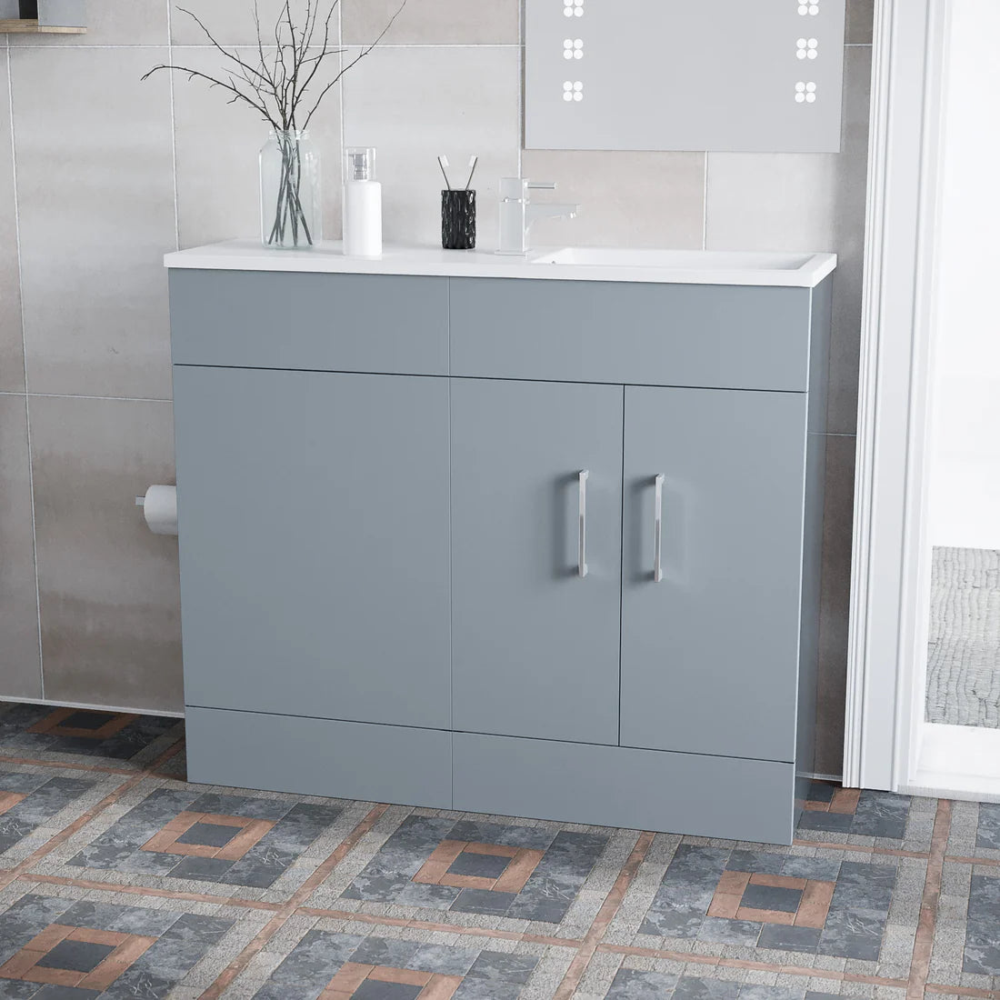 James 1000mm Matte Grey Slimline Basin Vanity Unit And WC Unit