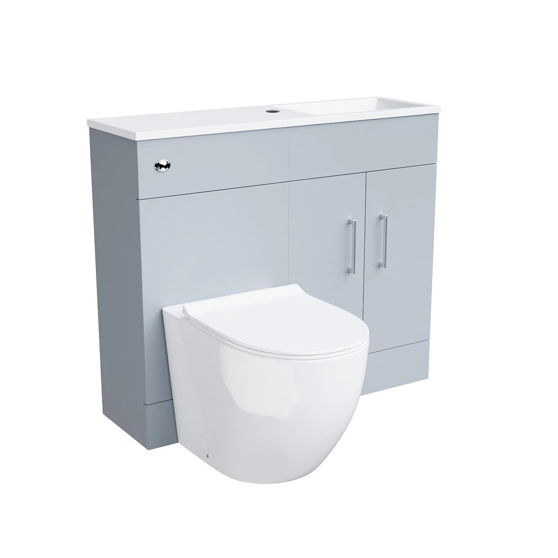 James 1000mm Matte Grey Slimline Freestanding Vanity Basin & WC Unit & D Shape Rimless Round BTW Toilet