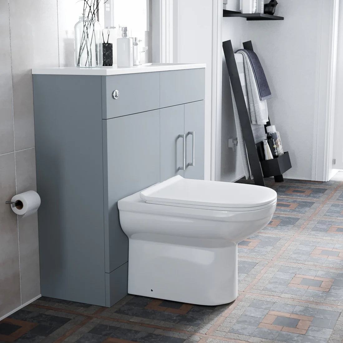 James 1000mm Matte Grey Slimline Freestanding Vanity Basin & WC Unit & Eslo Rimless BTW Toilet