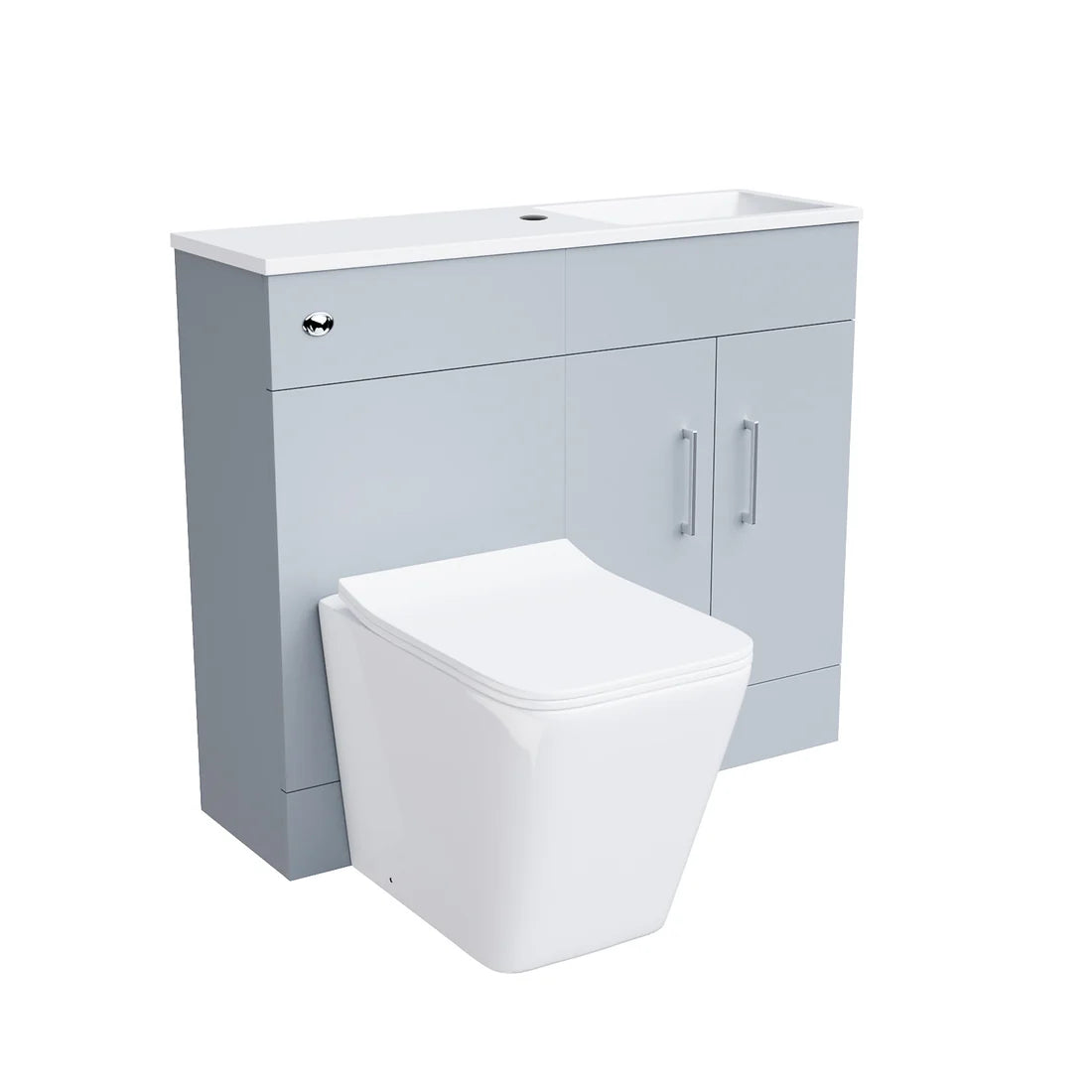 James 1000mm Matte Grey Slimline Freestanding Vanity Basin & WC Unit & Elora Rimless Square BTW Toilet