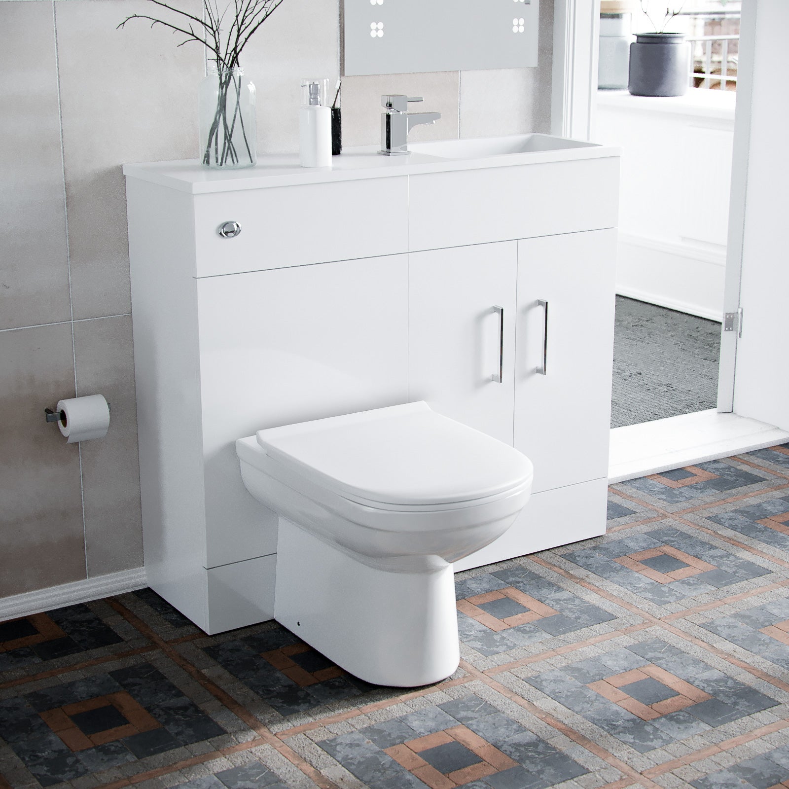 James White 1000mm Freestanding Slimline Vanity Basin WC Unit & BTW Toilet