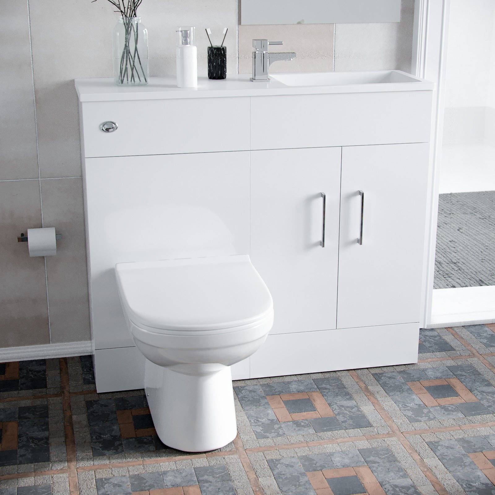 James White 1000mm Freestanding Slimline Vanity Basin WC Unit & BTW Toilet