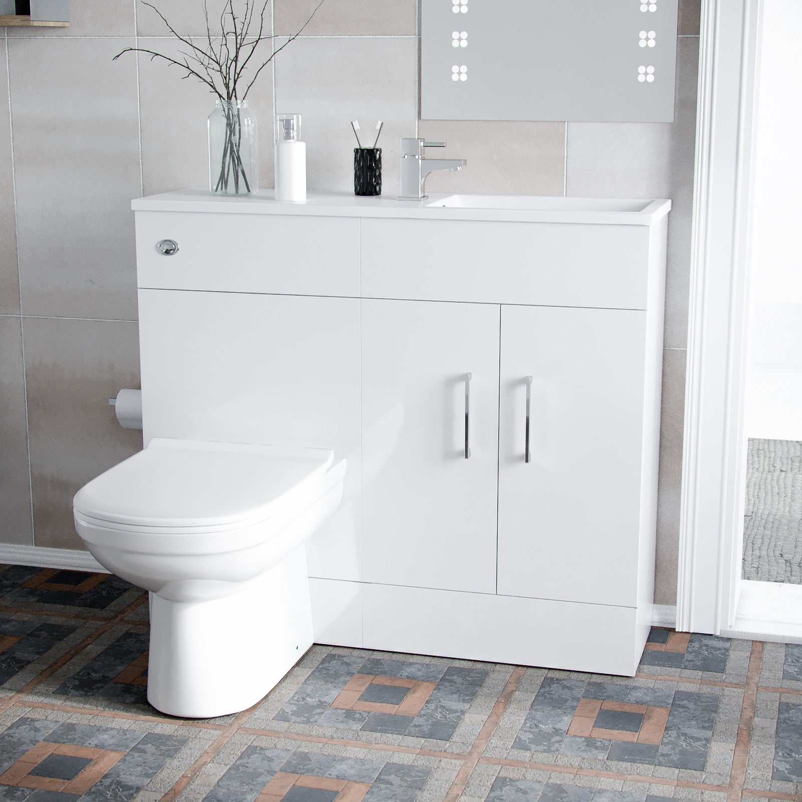 James White 1000mm Freestanding Slimline Vanity Basin WC Unit & BTW Toilet