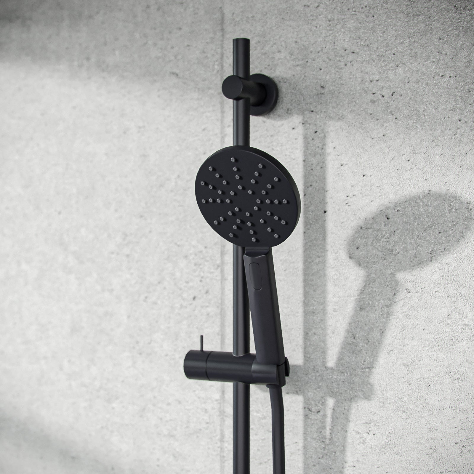 Voilet 2 Dial 2 Way Concealed Thermostatic Mixer, 200mm Shower Head, Slider Rail & Handset Matte Black